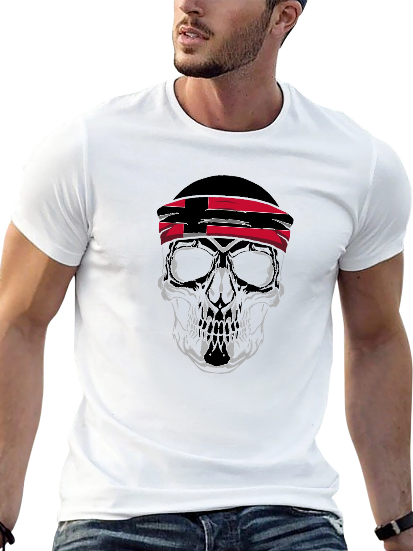 Skull T-Shirt - Trinidad & Tobago Flag Bandana