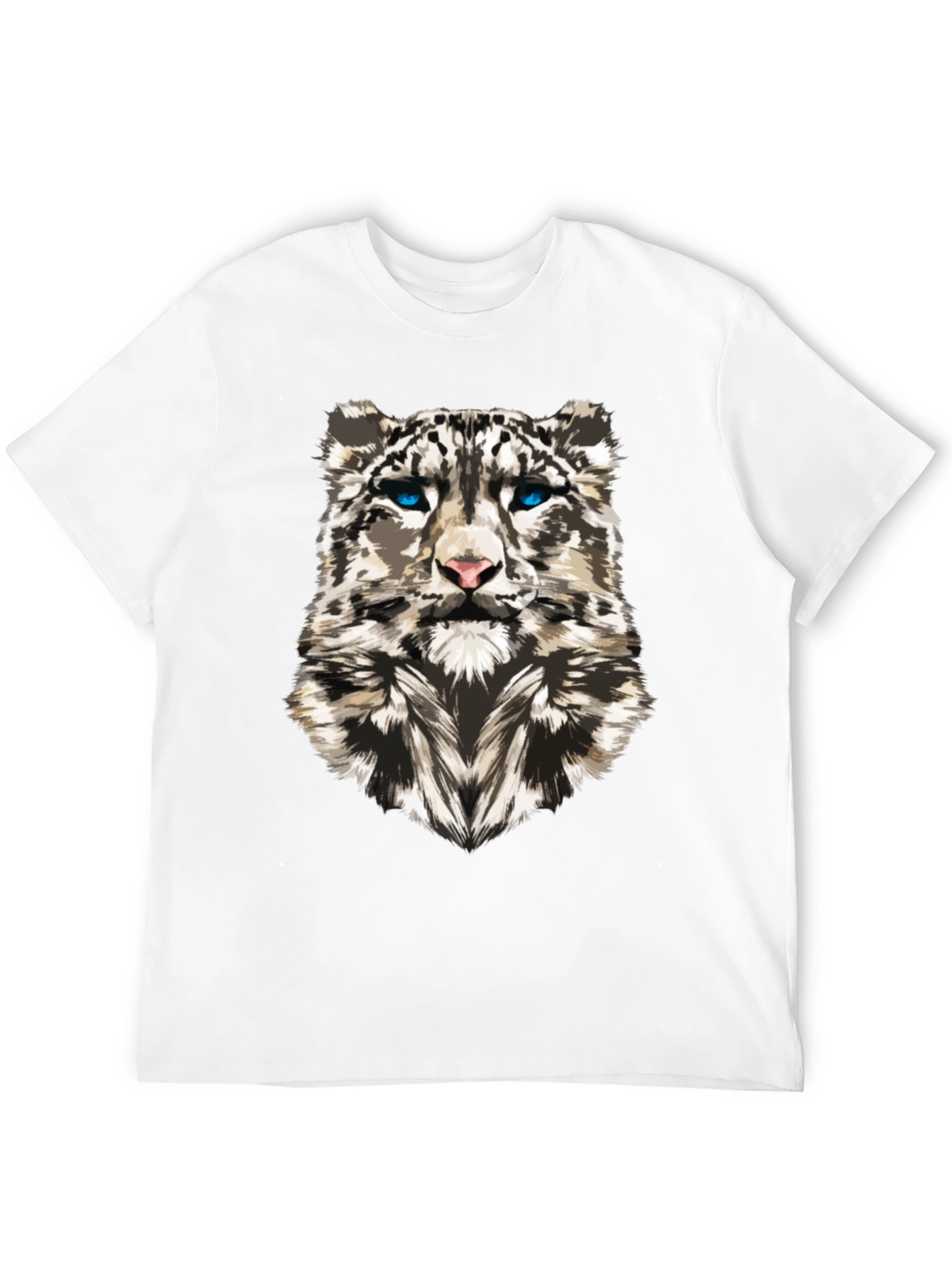 Snow Leopard Graphic Print Black T-Shirt