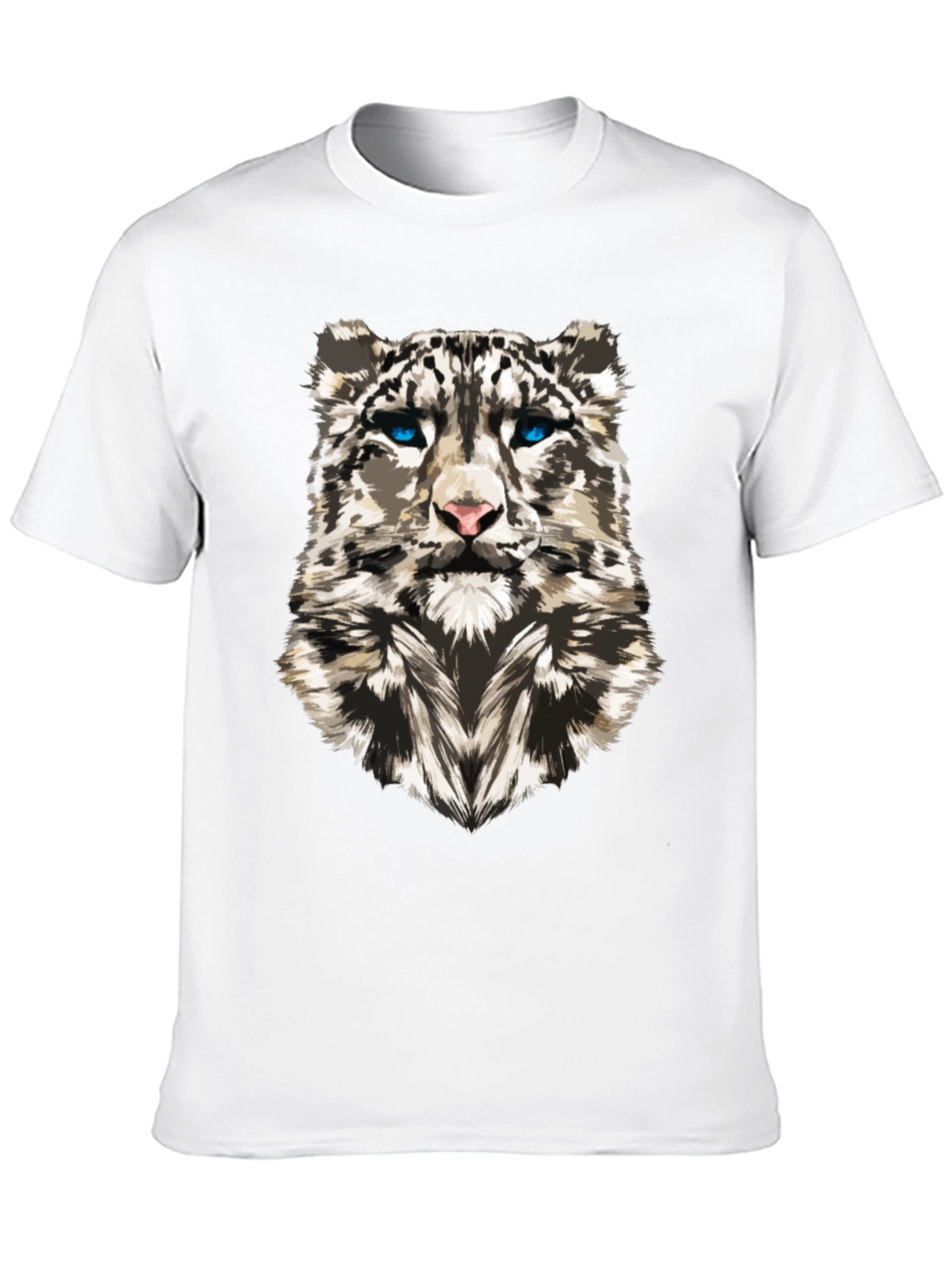 Snow Leopard Graphic Print Black T-Shirt