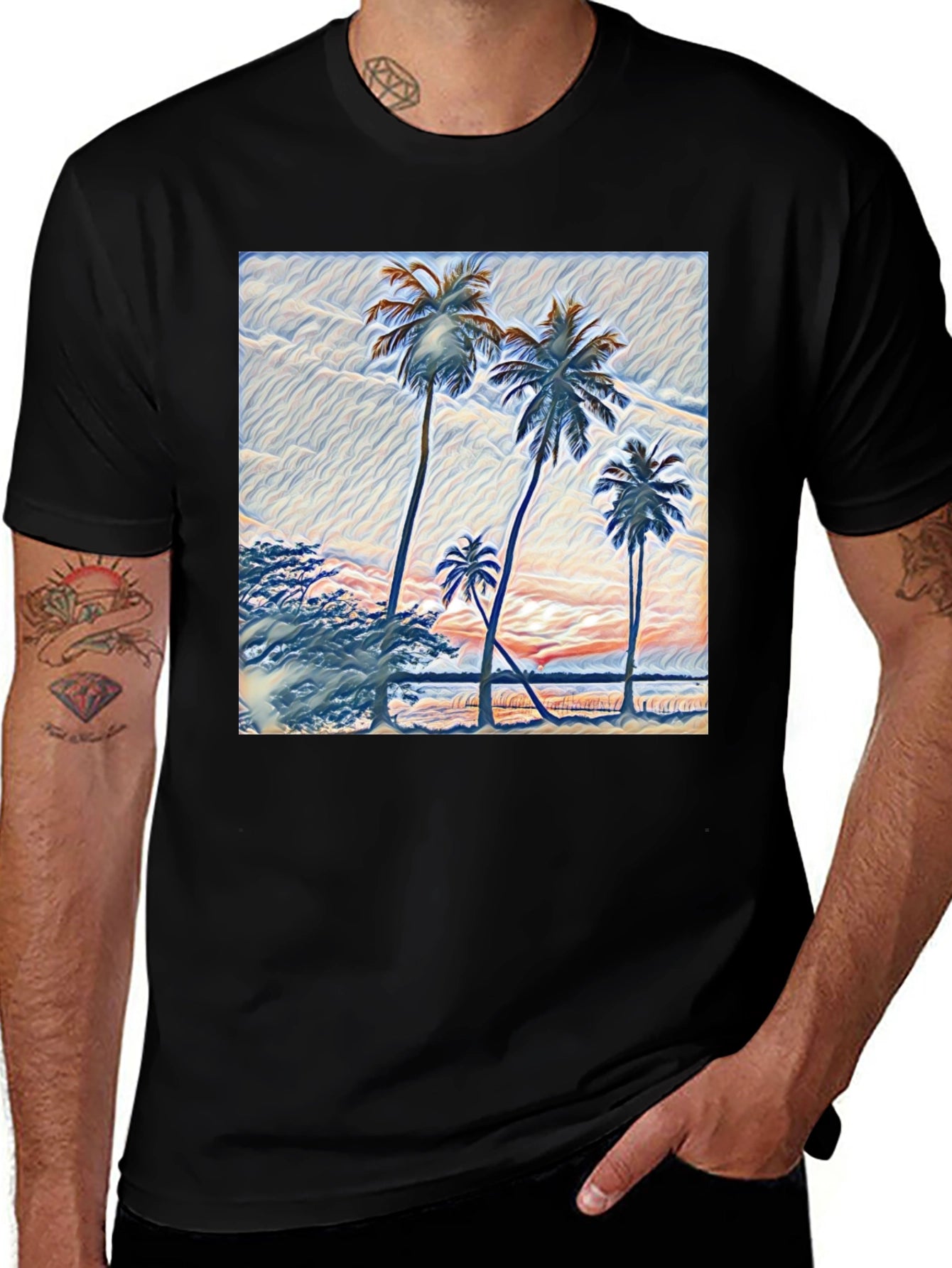 Palm Tree Graphic Black T-Shirt
