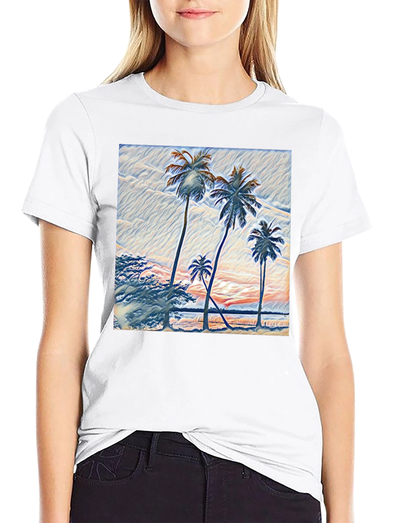 Palm Tree Graphic Black T-Shirt