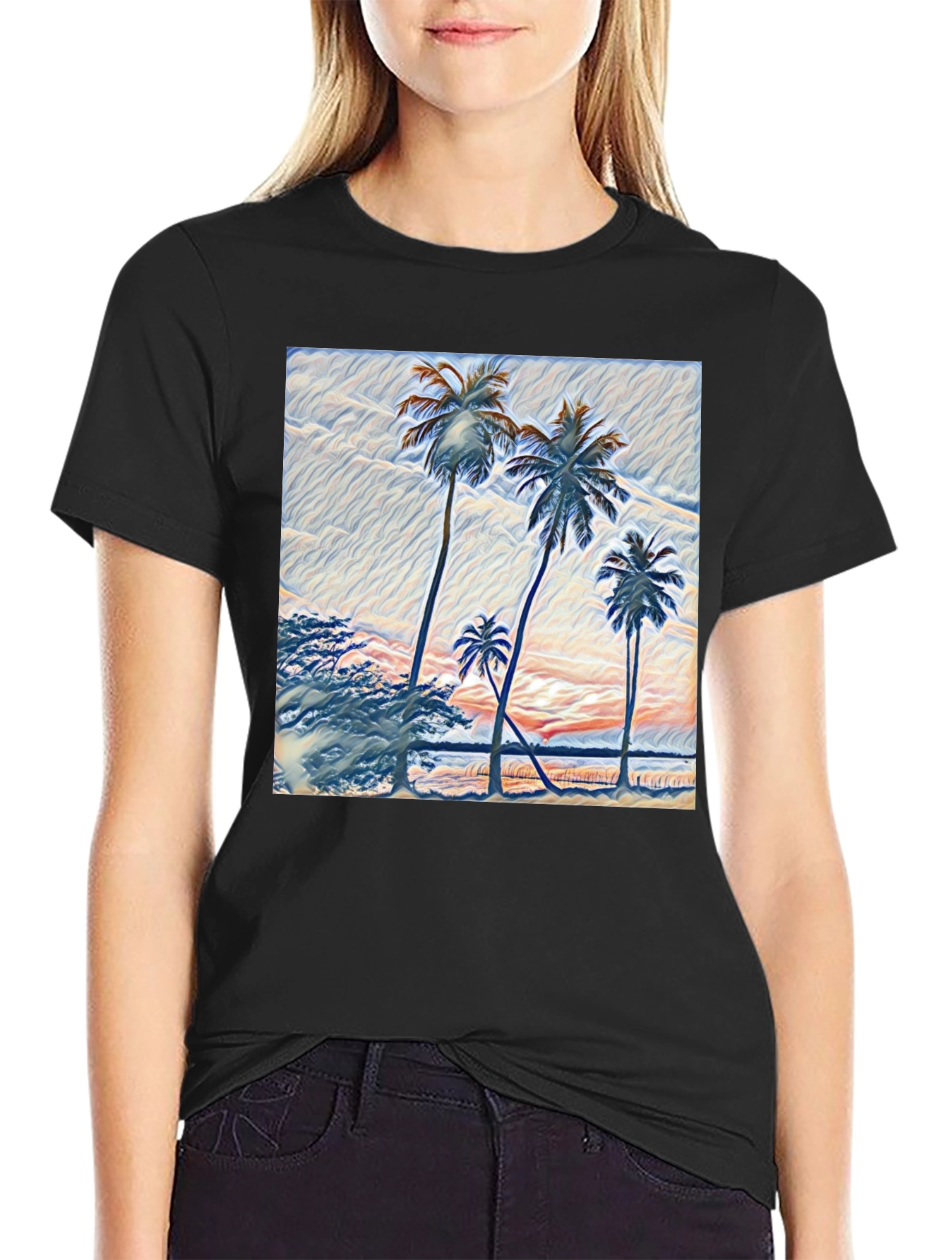 Palm Tree Graphic Black T-Shirt