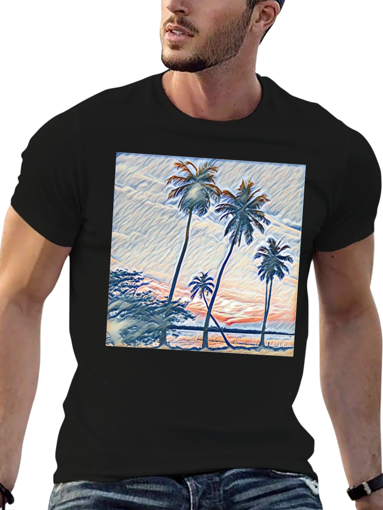 Palm Tree Graphic Black T-Shirt