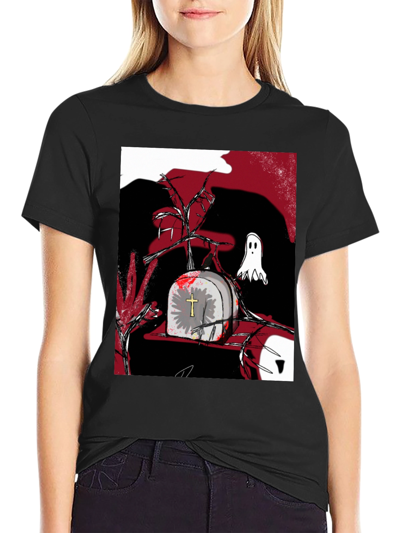 Gothic Tombstone Ghost T-Shirt