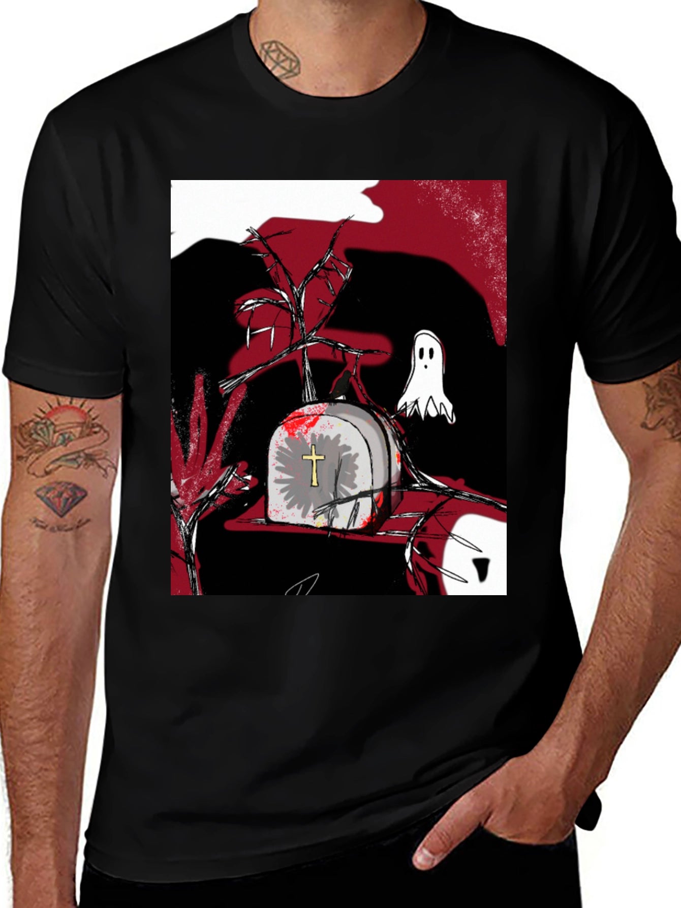 Gothic Tombstone Ghost T-Shirt