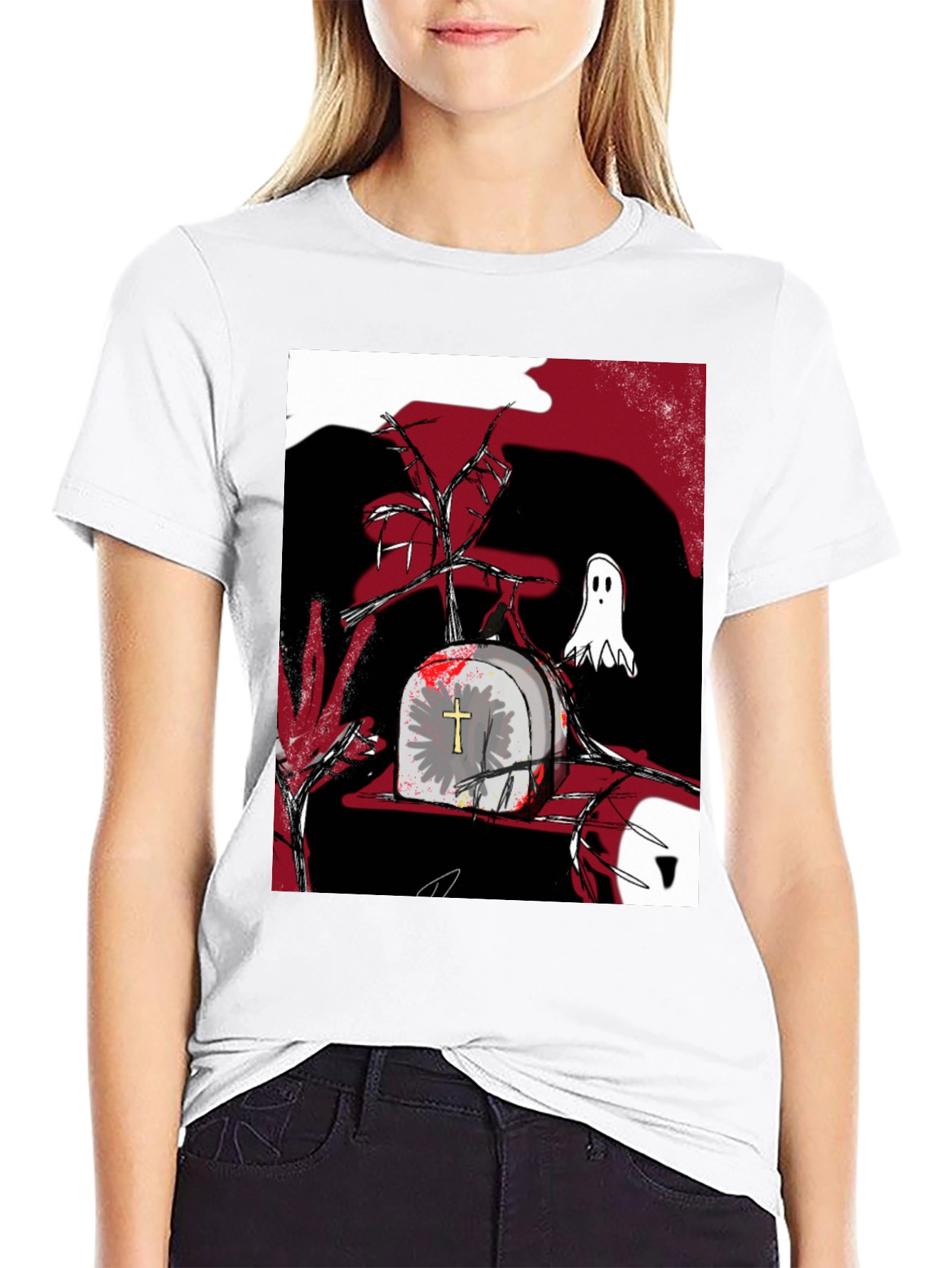 Gothic Tombstone Ghost T-Shirt