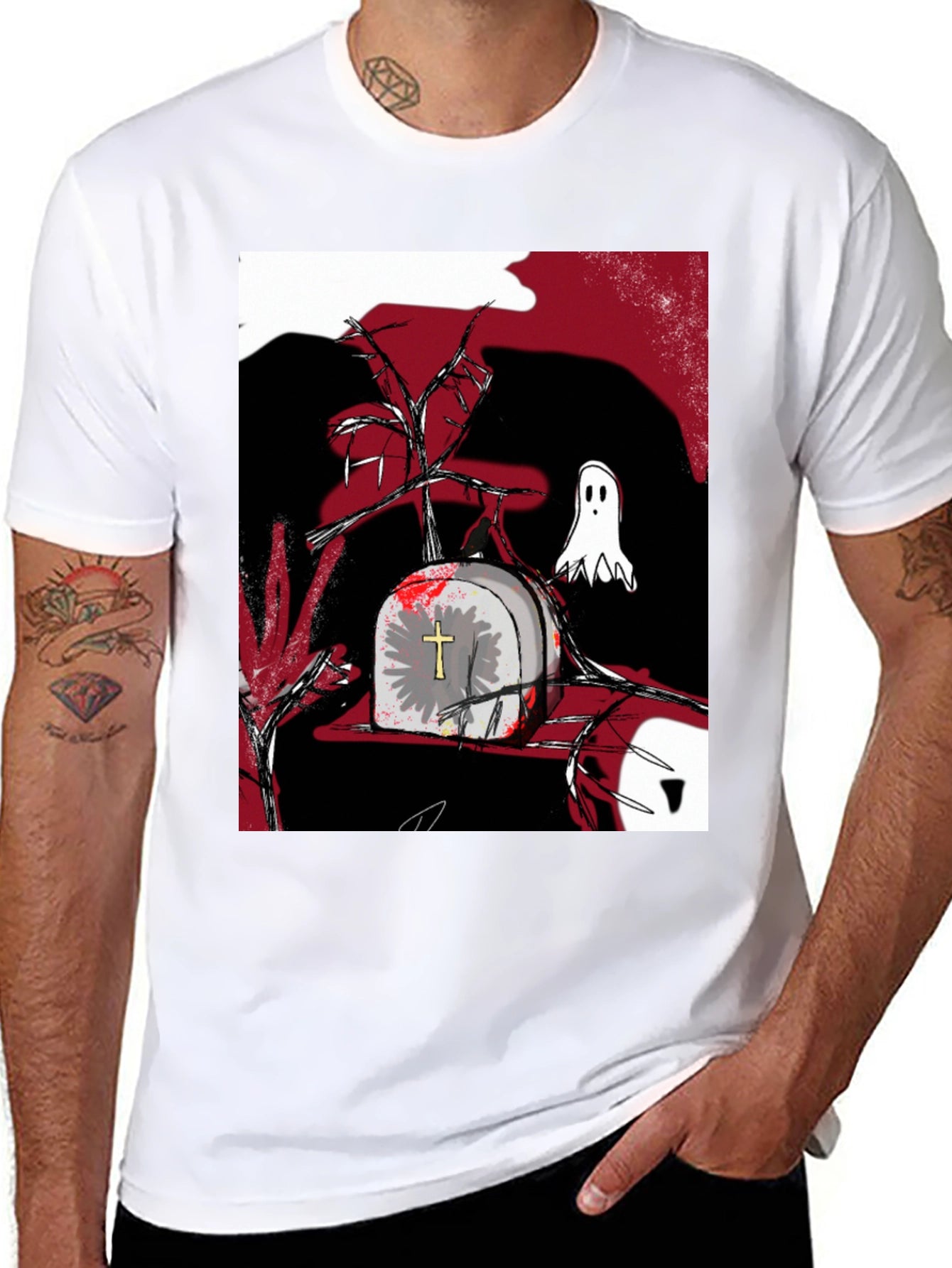 Gothic Tombstone Ghost T-Shirt
