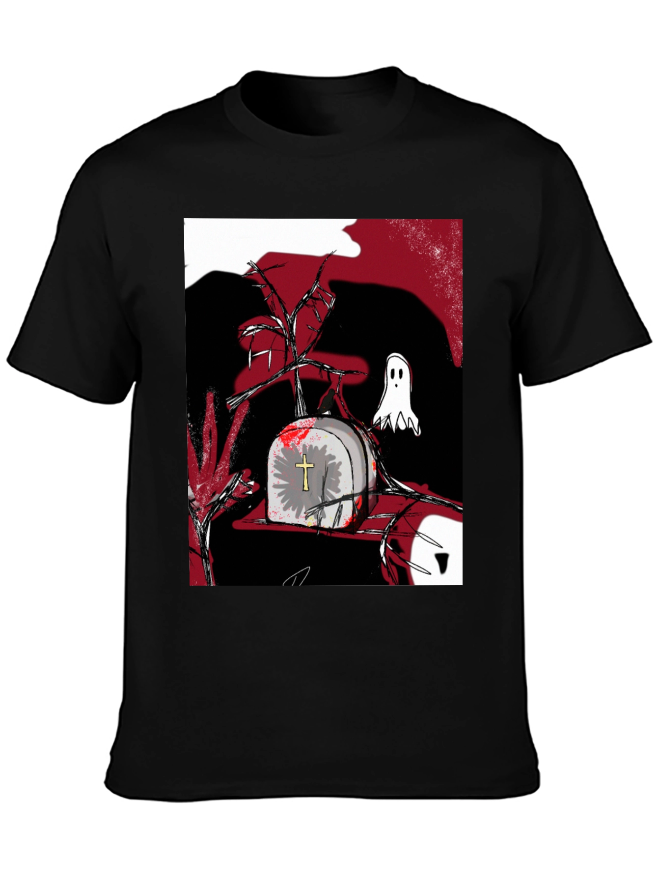 Gothic Tombstone Ghost T-Shirt