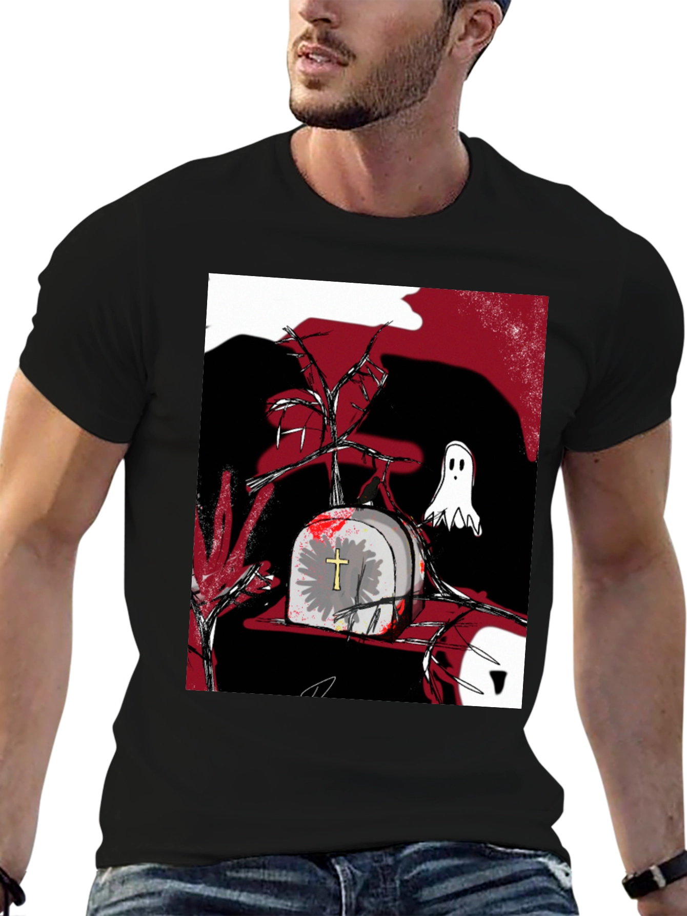 Gothic Tombstone Ghost T-Shirt