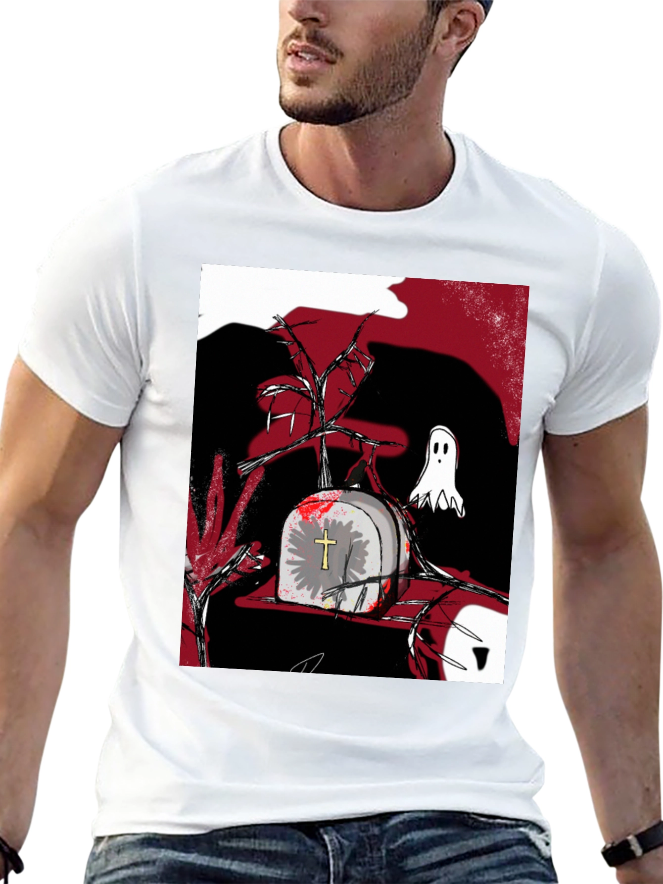 Gothic Tombstone Ghost T-Shirt