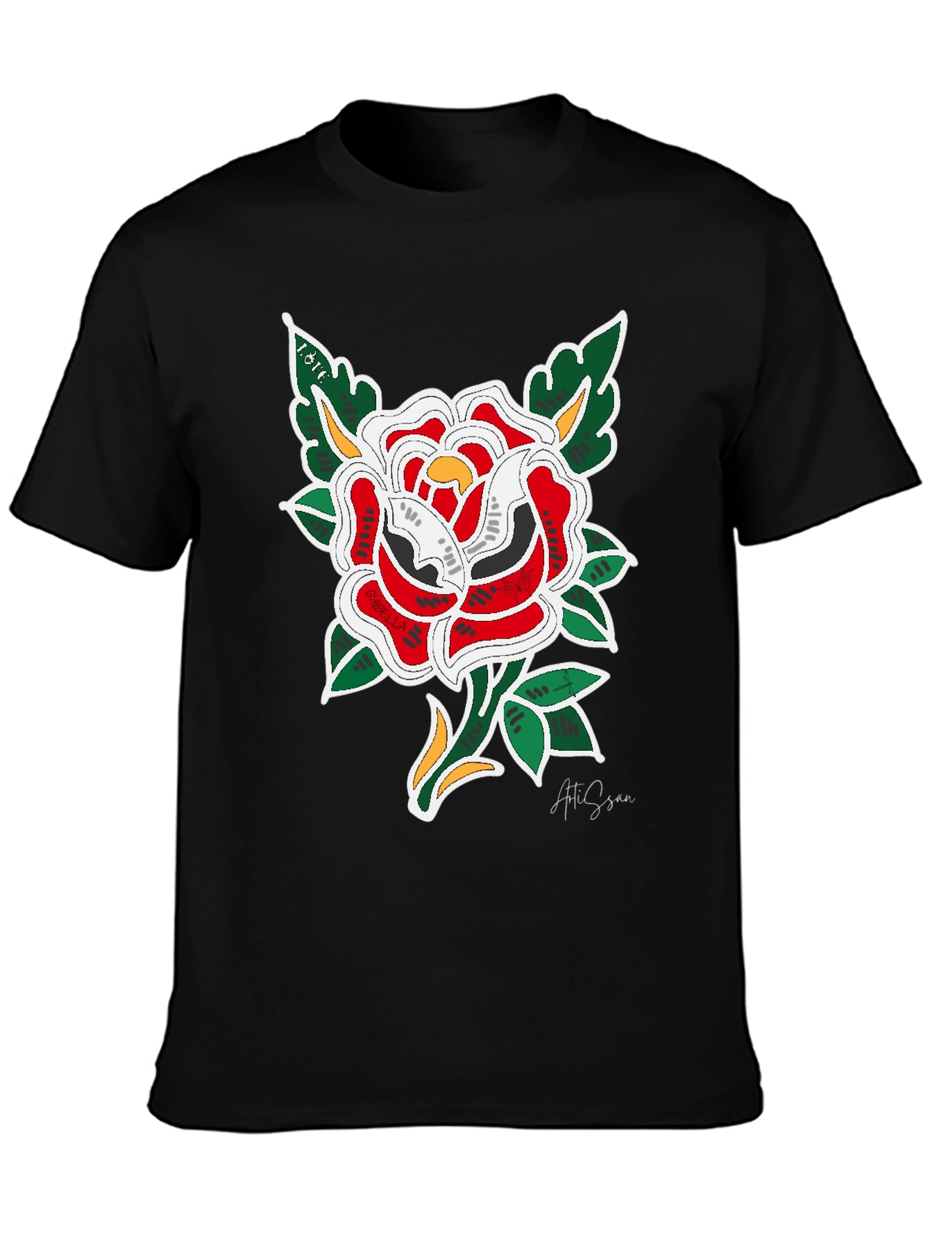 Rose Graphic Black T-Shirt - Stylish Floral Design