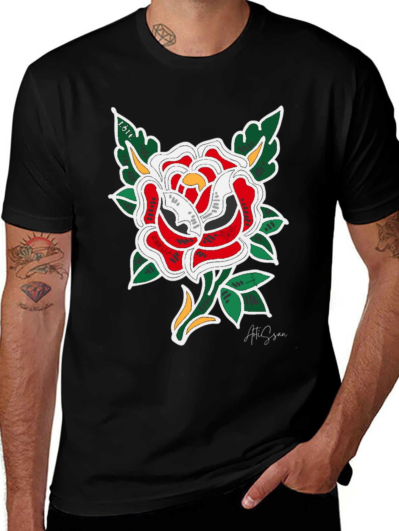 Rose Graphic Black T-Shirt - Stylish Floral Design