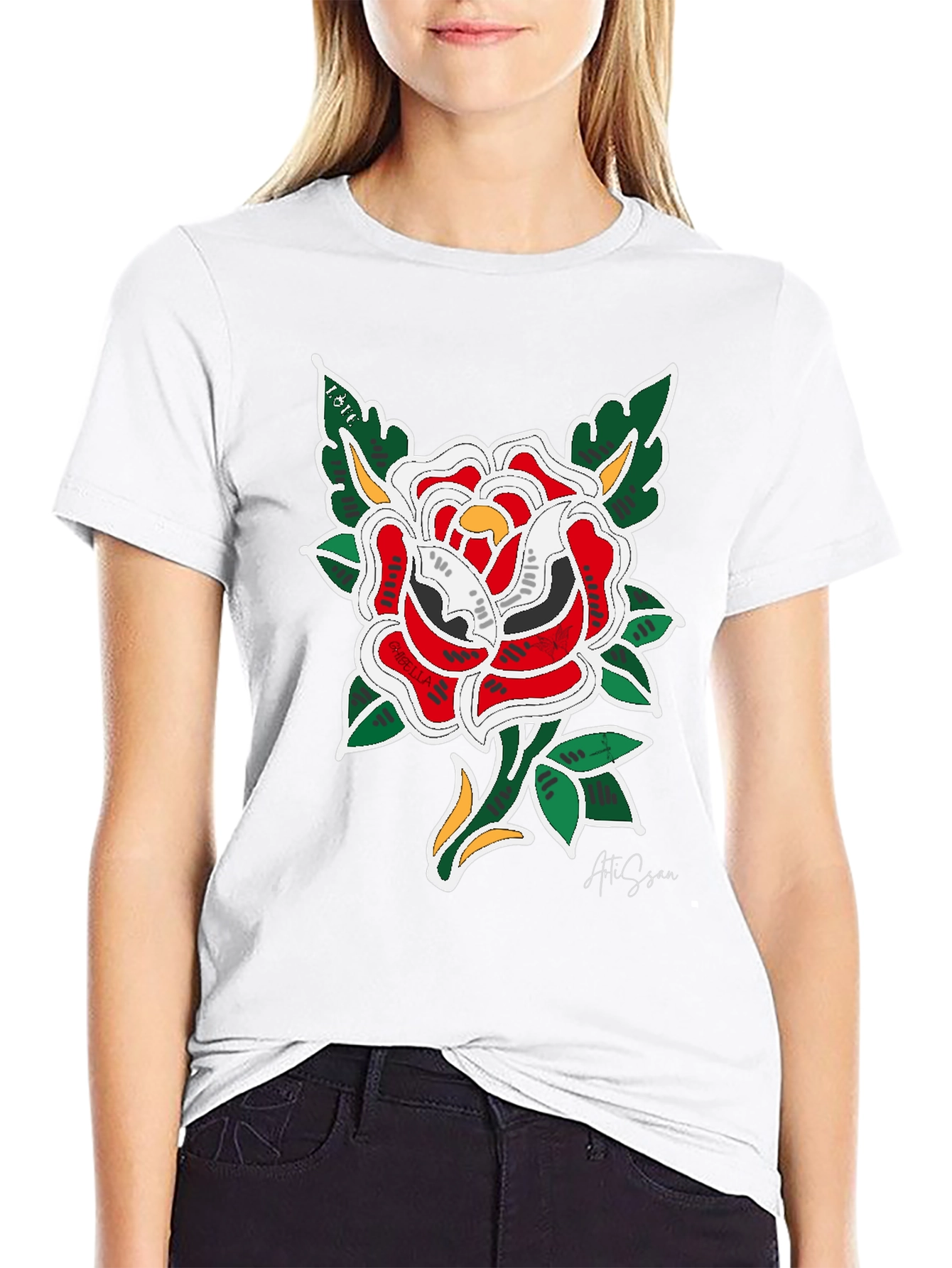 Rose Graphic Black T-Shirt - Stylish Floral Design