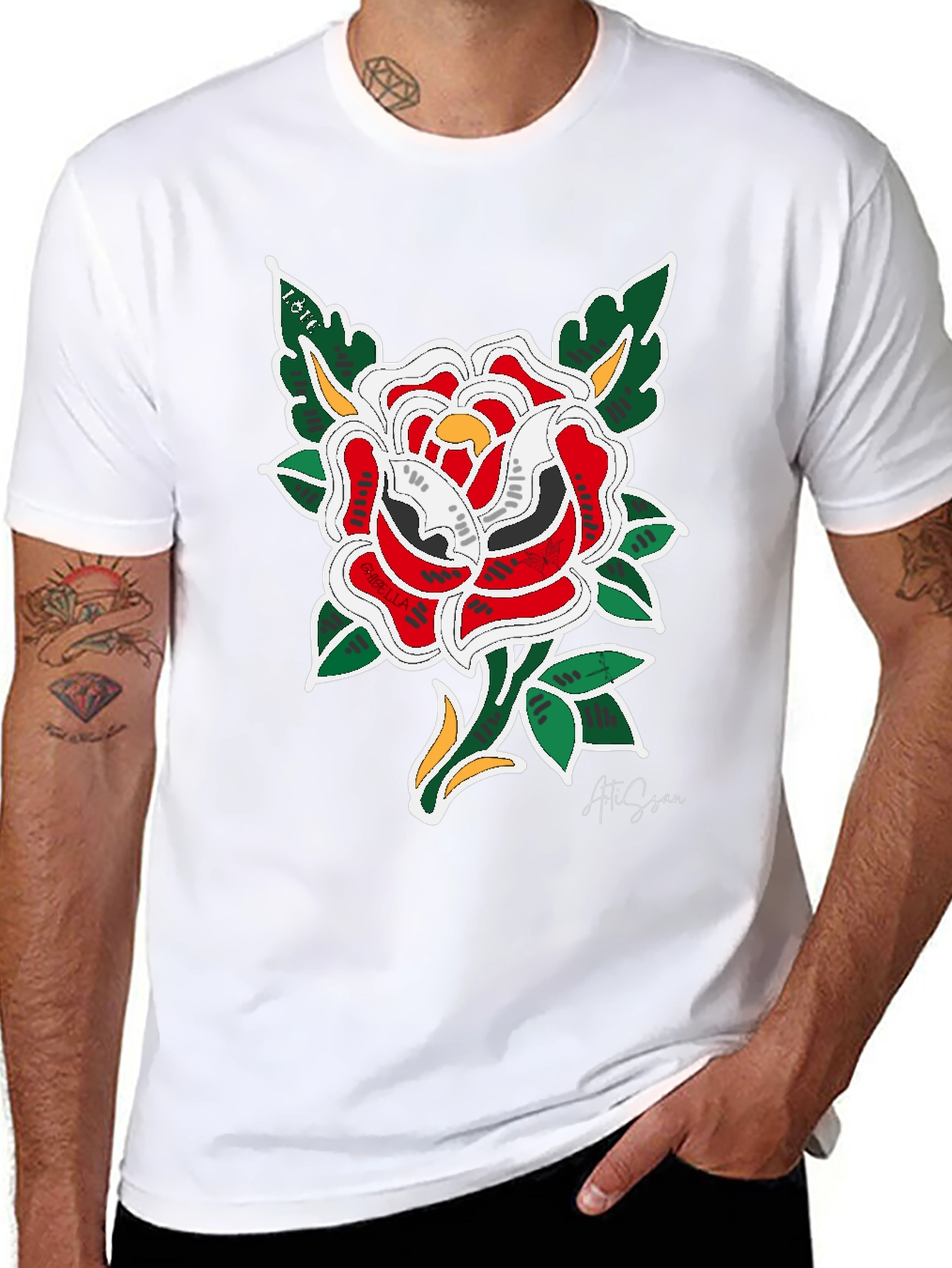 Rose Graphic Black T-Shirt - Stylish Floral Design