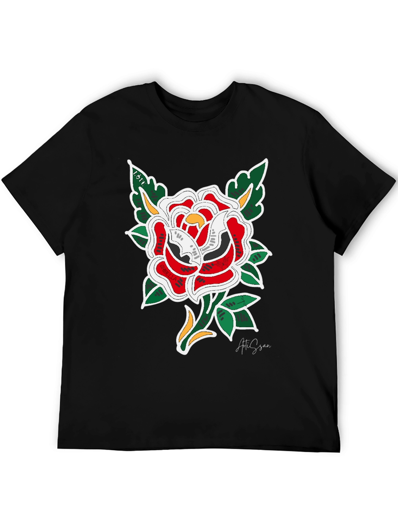 Rose Graphic Black T-Shirt - Stylish Floral Design