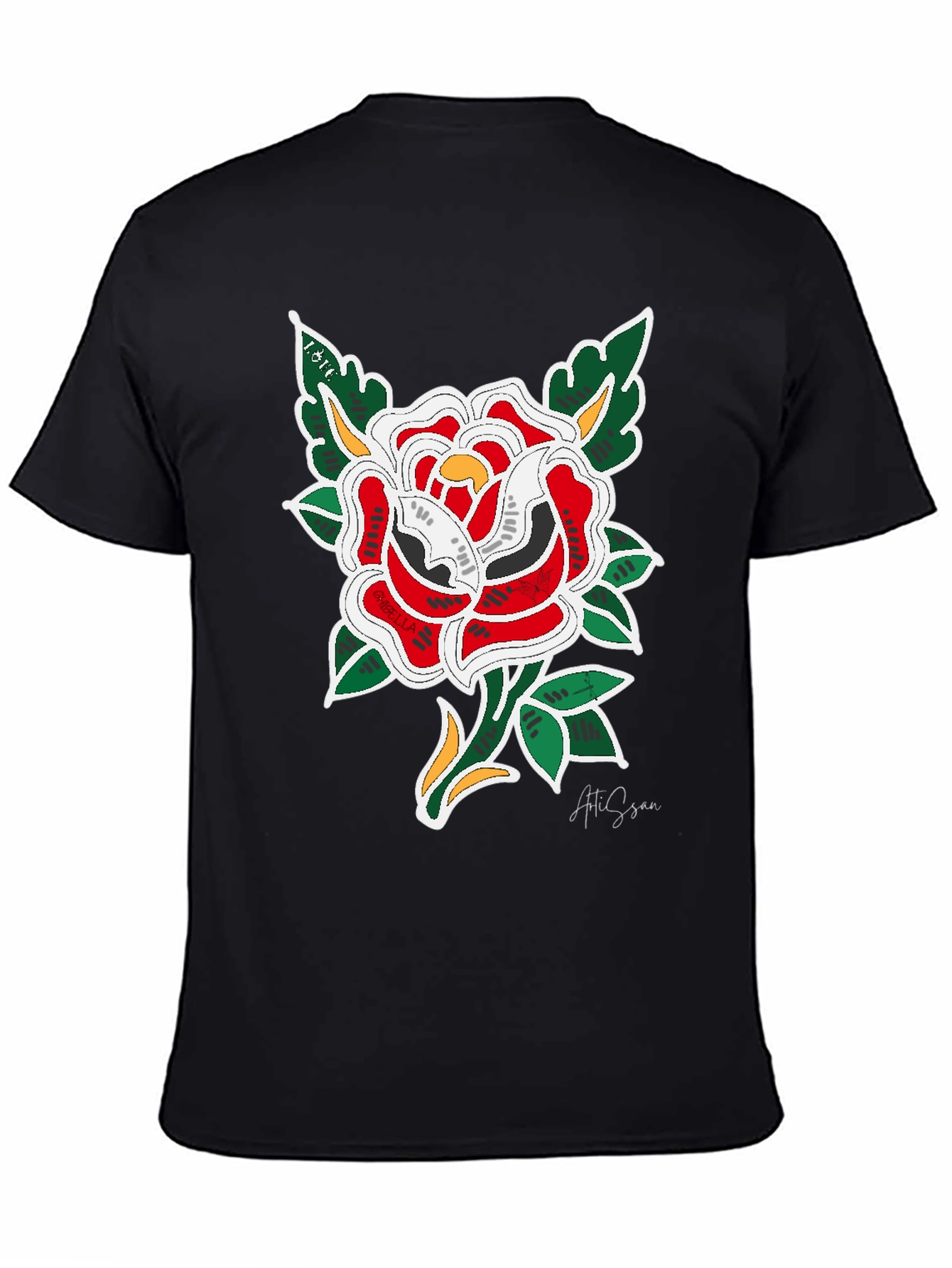 Rose Graphic Black T-Shirt - Stylish Floral Design