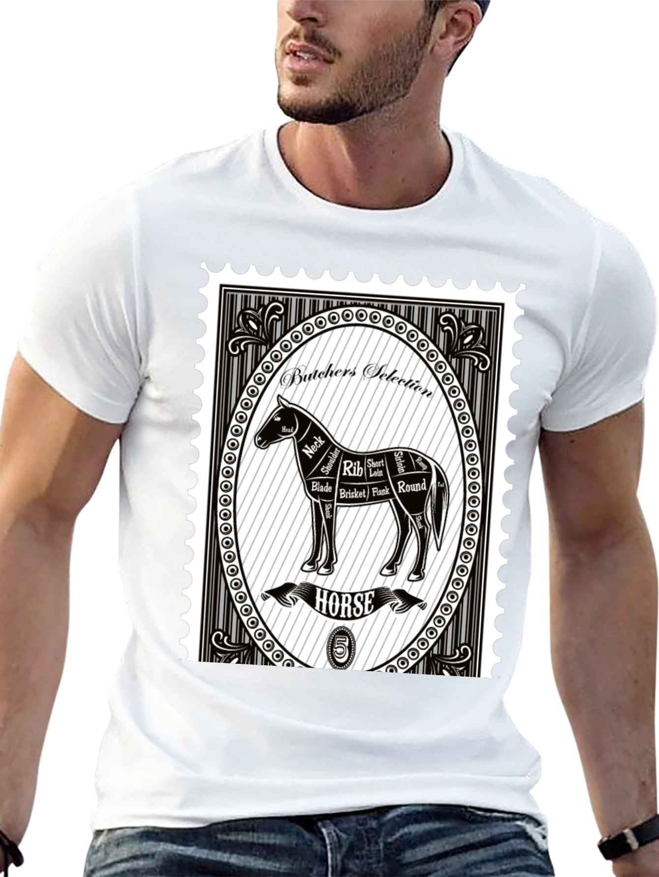 Butcher Horse Stamp T-Shirt - Unique Graphic Tee
