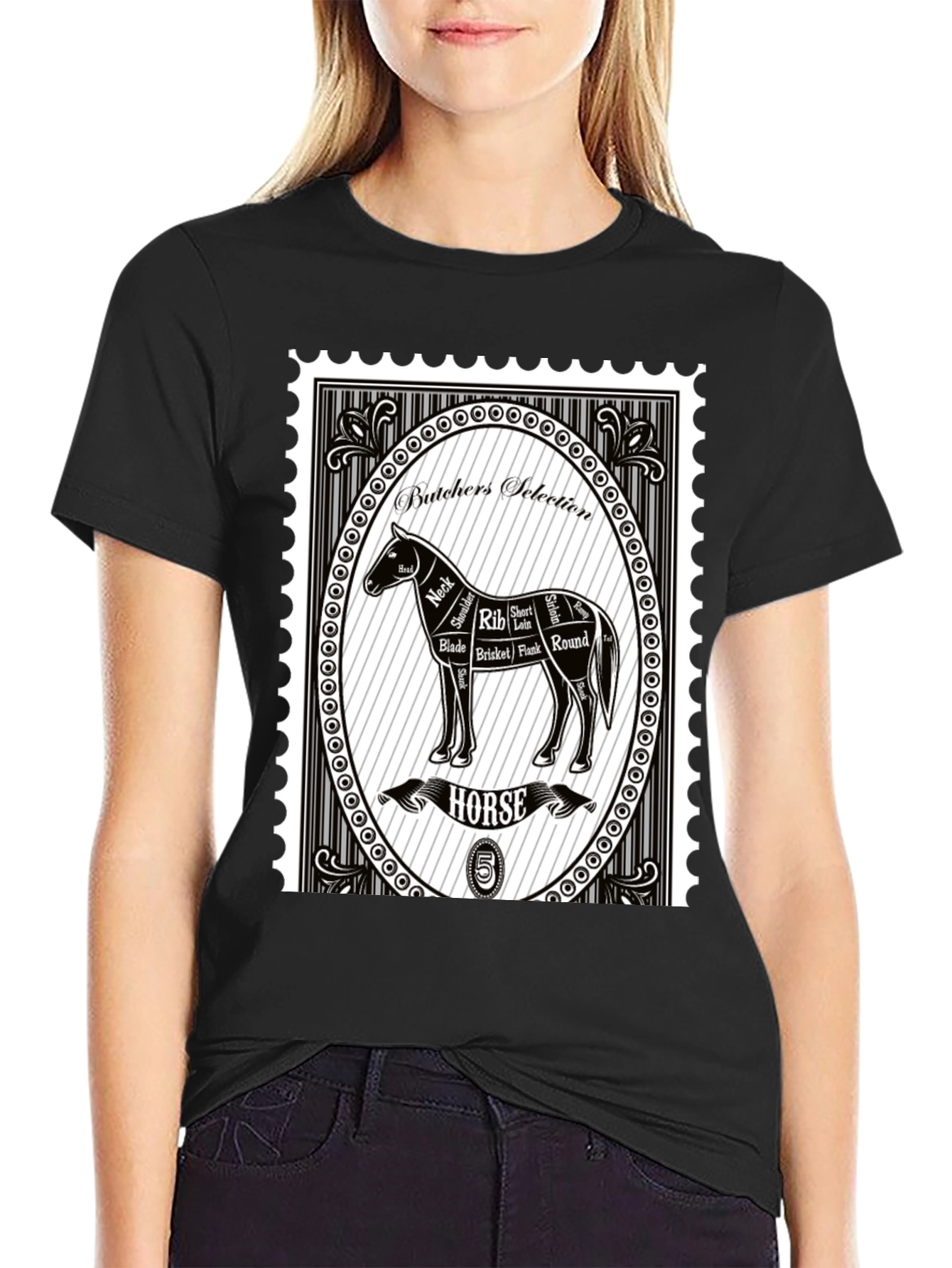 Butcher Horse Stamp T-Shirt - Unique Graphic Tee