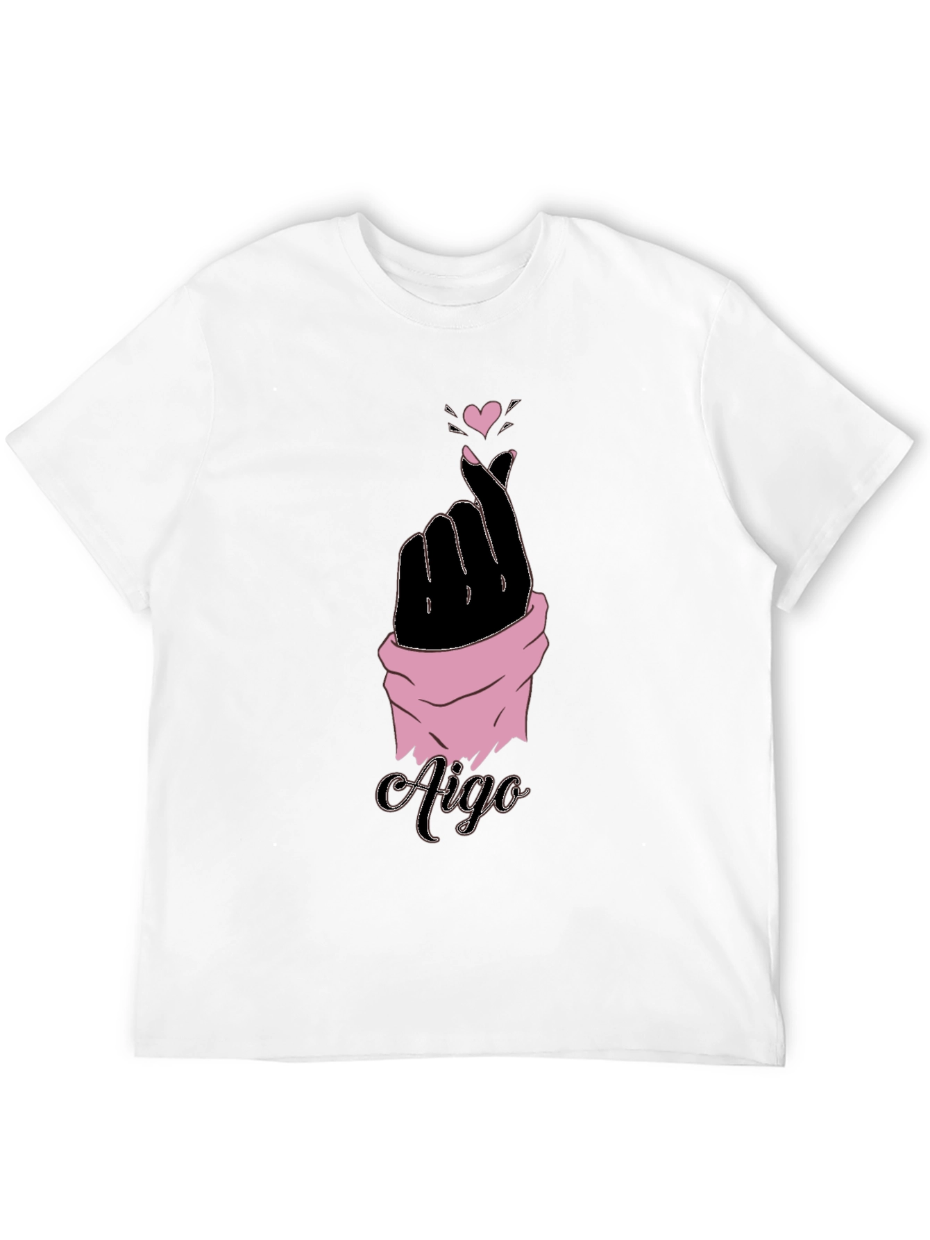 Aigo K-Pop Heart Gesture Black T-Shirt