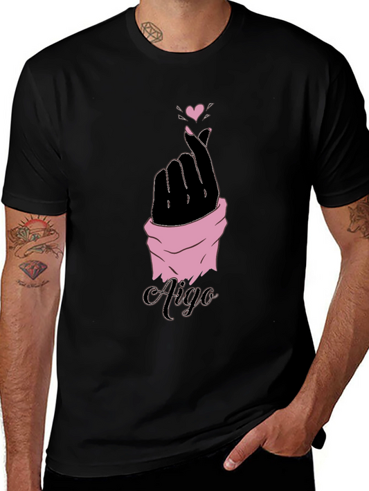 Aigo K-Pop Heart Gesture Black T-Shirt