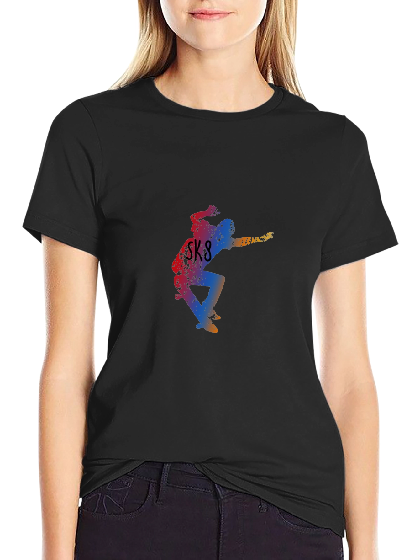 Cool Skateboarder Graphic Tee - Black