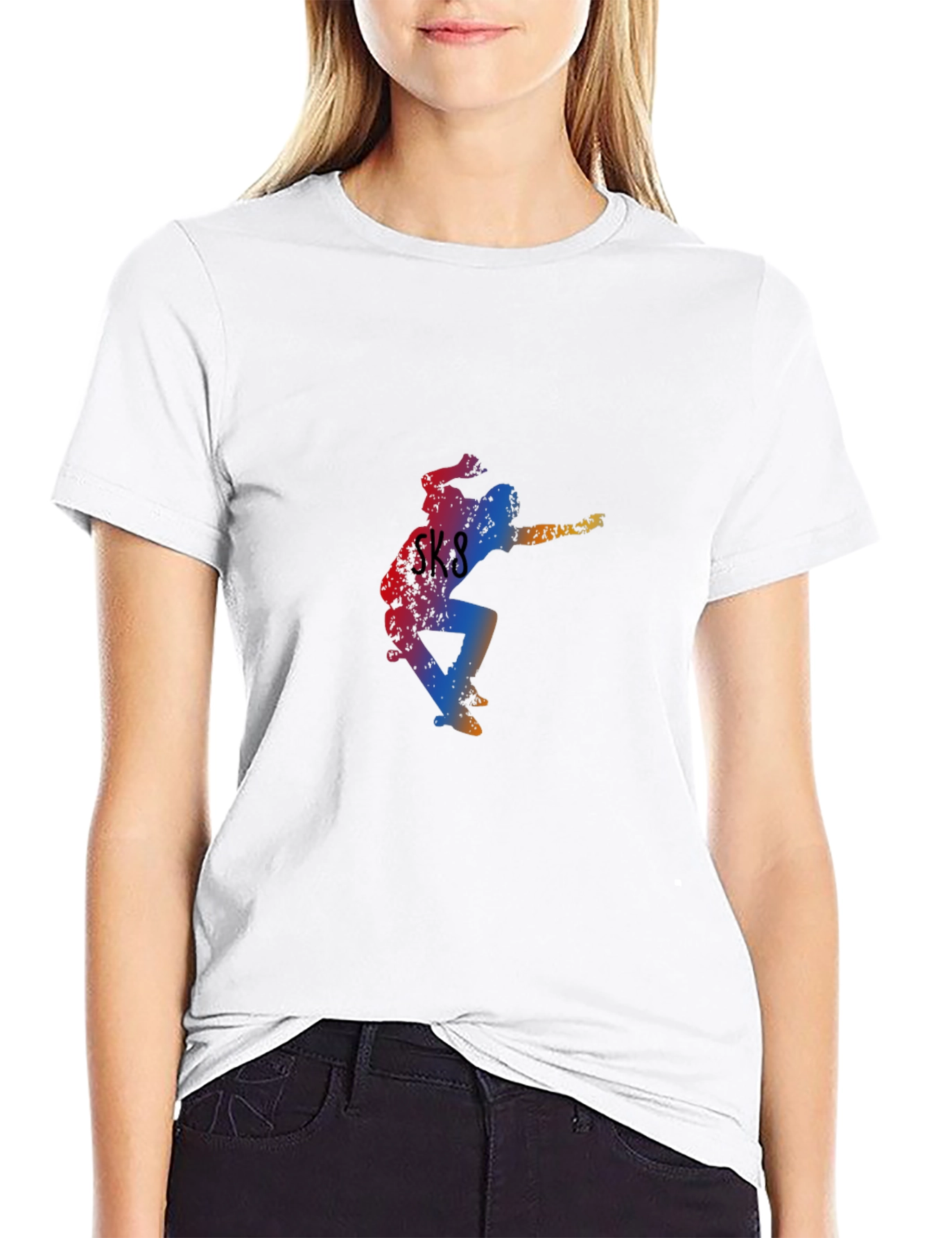 Cool Skateboarder Graphic Tee - Black