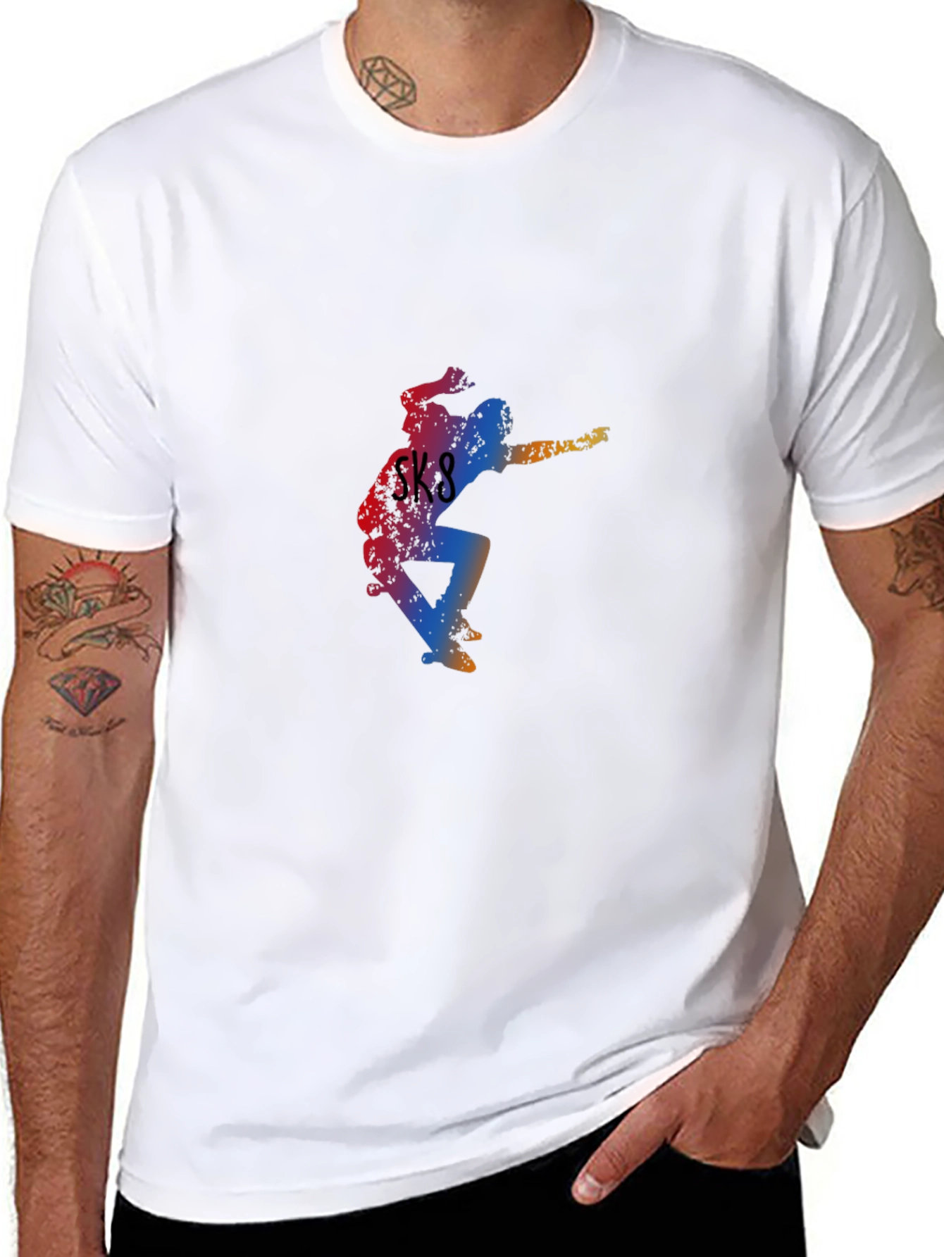 Cool Skateboarder Graphic Tee - Black