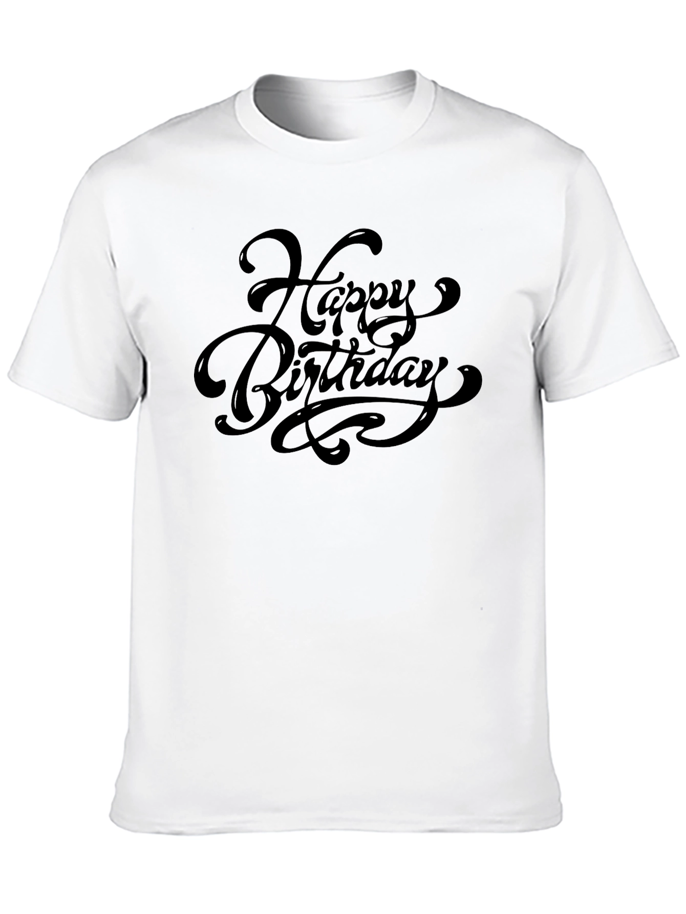 Happy Birthday Black Crew Neck T-Shirt