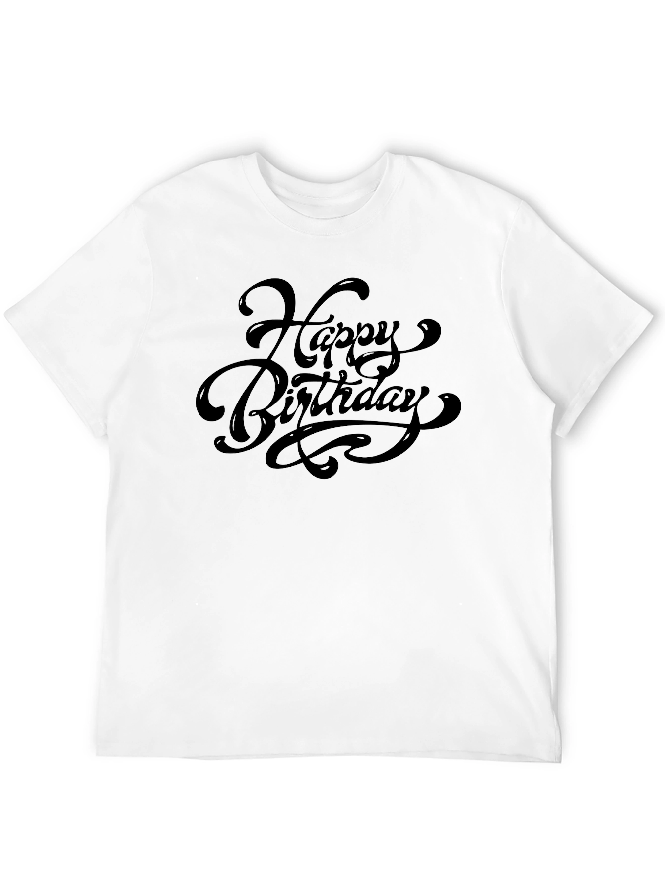 Happy Birthday Black Crew Neck T-Shirt