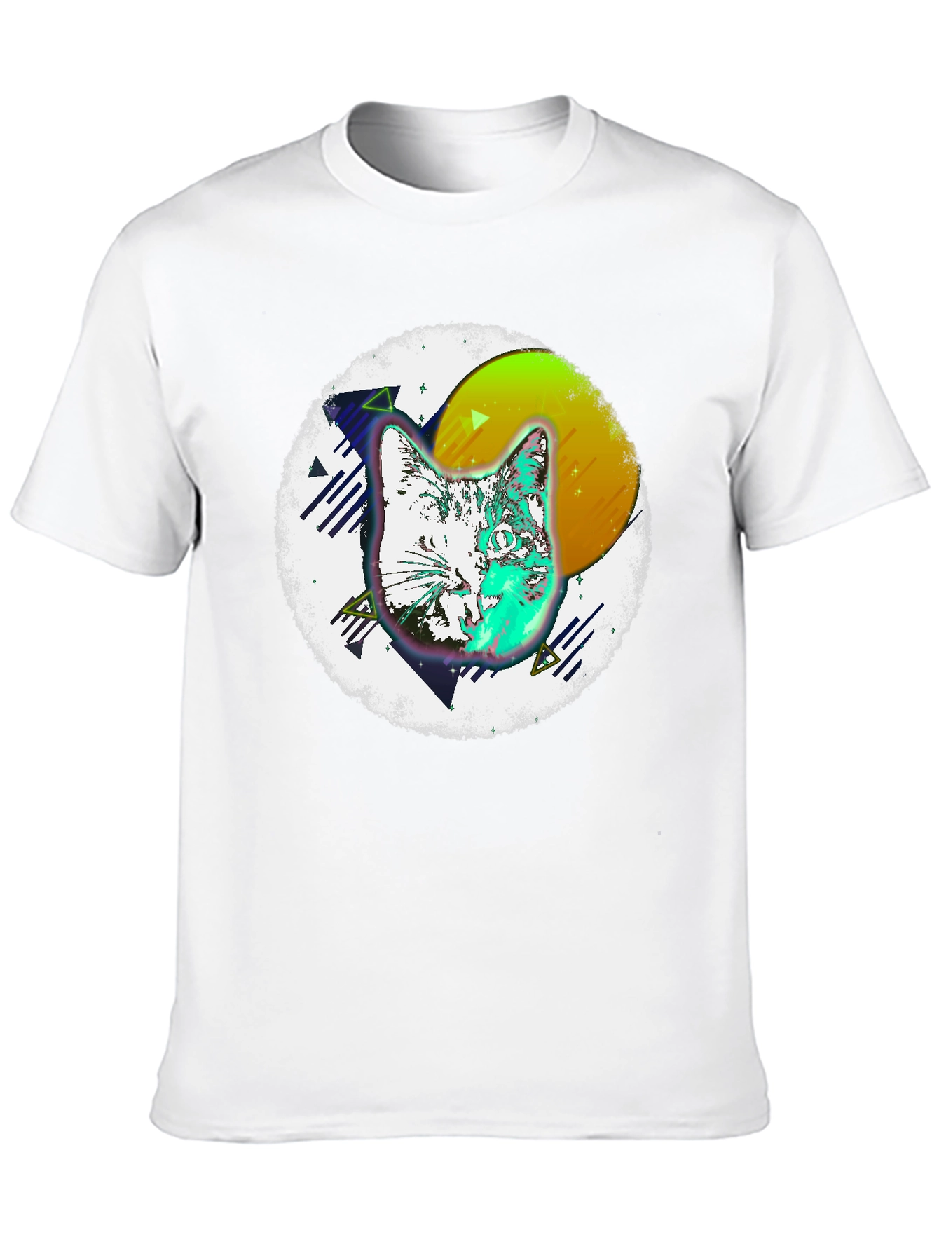 Retro Cat Graphic Tee - Mens Black T-Shirt