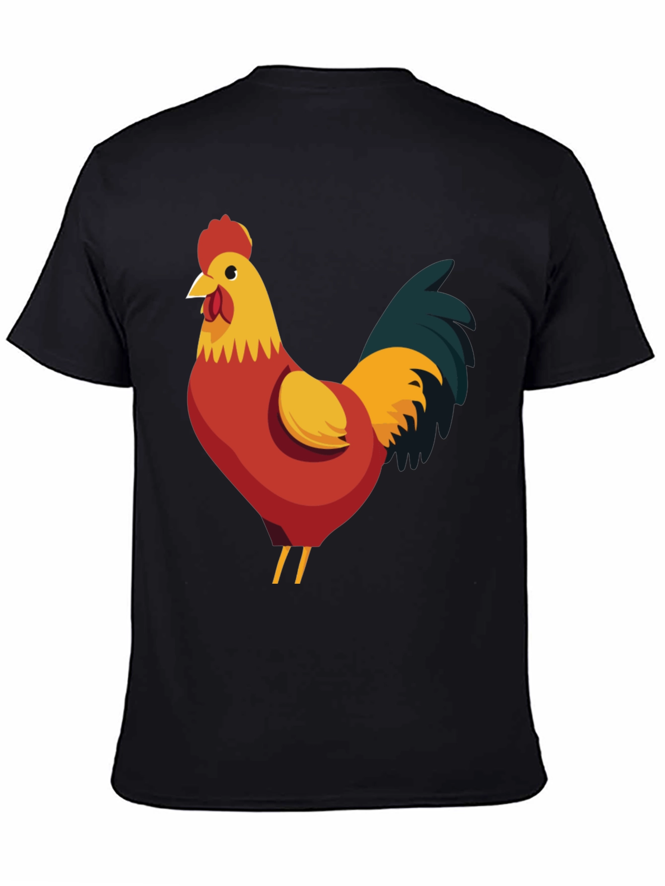 Rooster Graphic Tee - Black Cotton T-Shirt