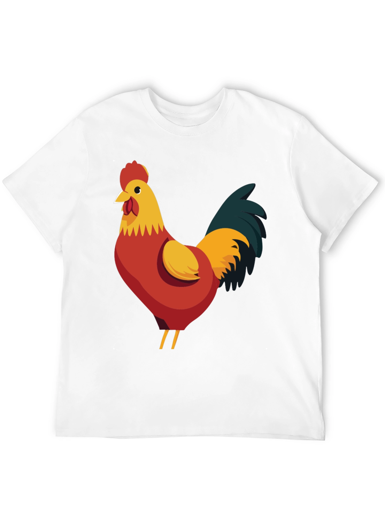 Rooster Graphic Tee - Black Cotton T-Shirt