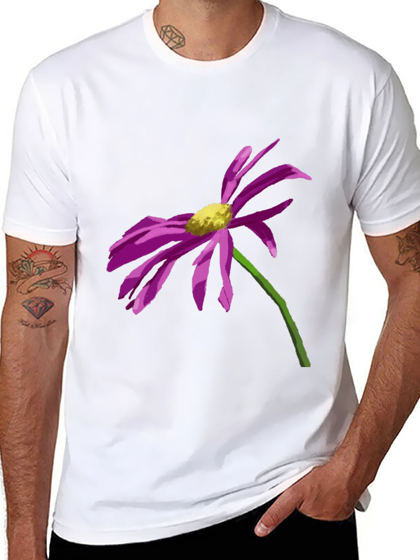 Floral Graphic Tee - Black Cotton Shirt