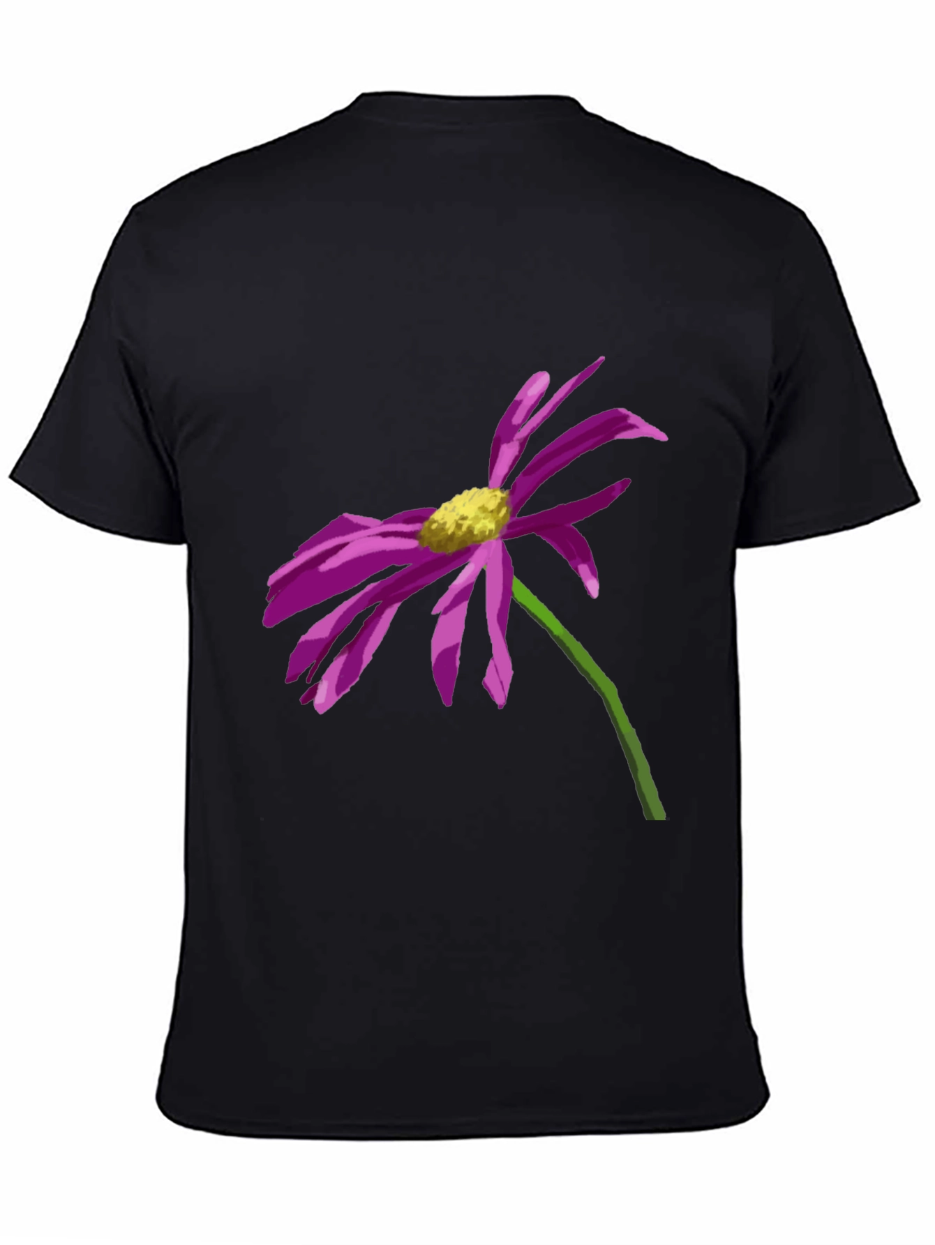 Floral Graphic Tee - Black Cotton Shirt