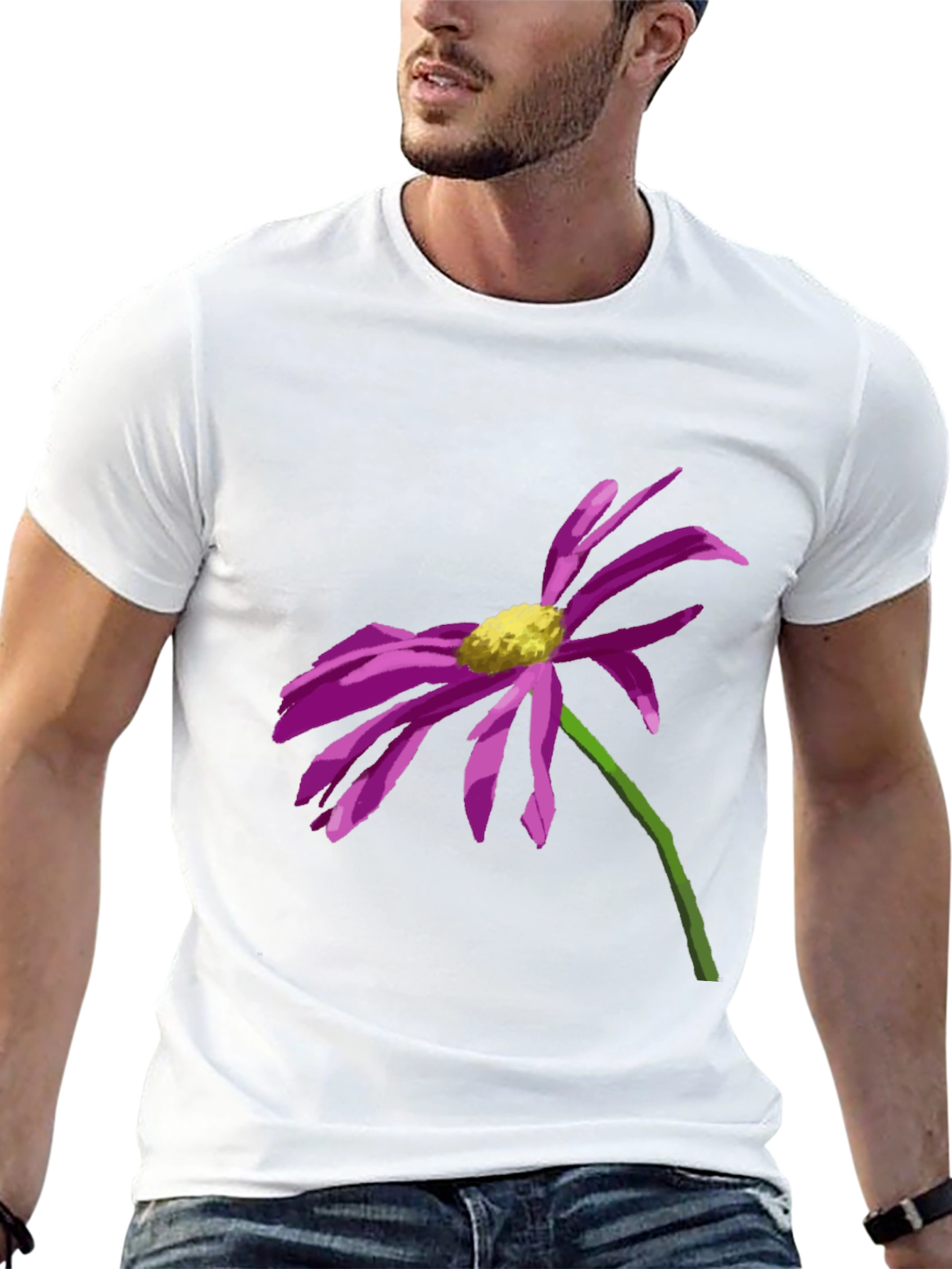 Floral Graphic Tee - Black Cotton Shirt