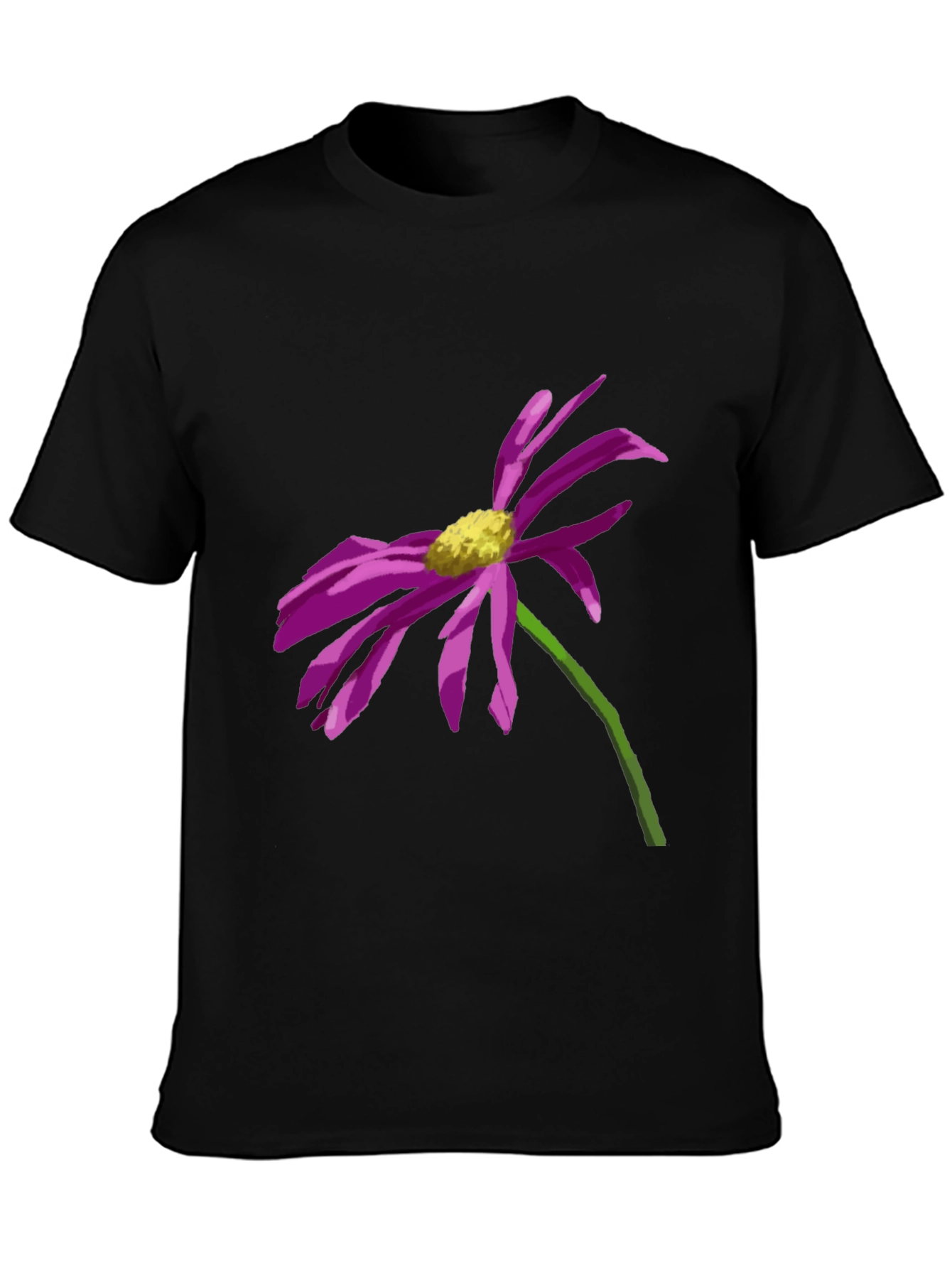 Floral Graphic Tee - Black Cotton Shirt