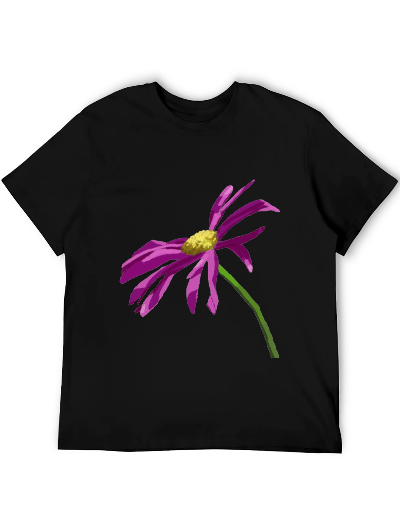 Floral Graphic Tee - Black Cotton Shirt