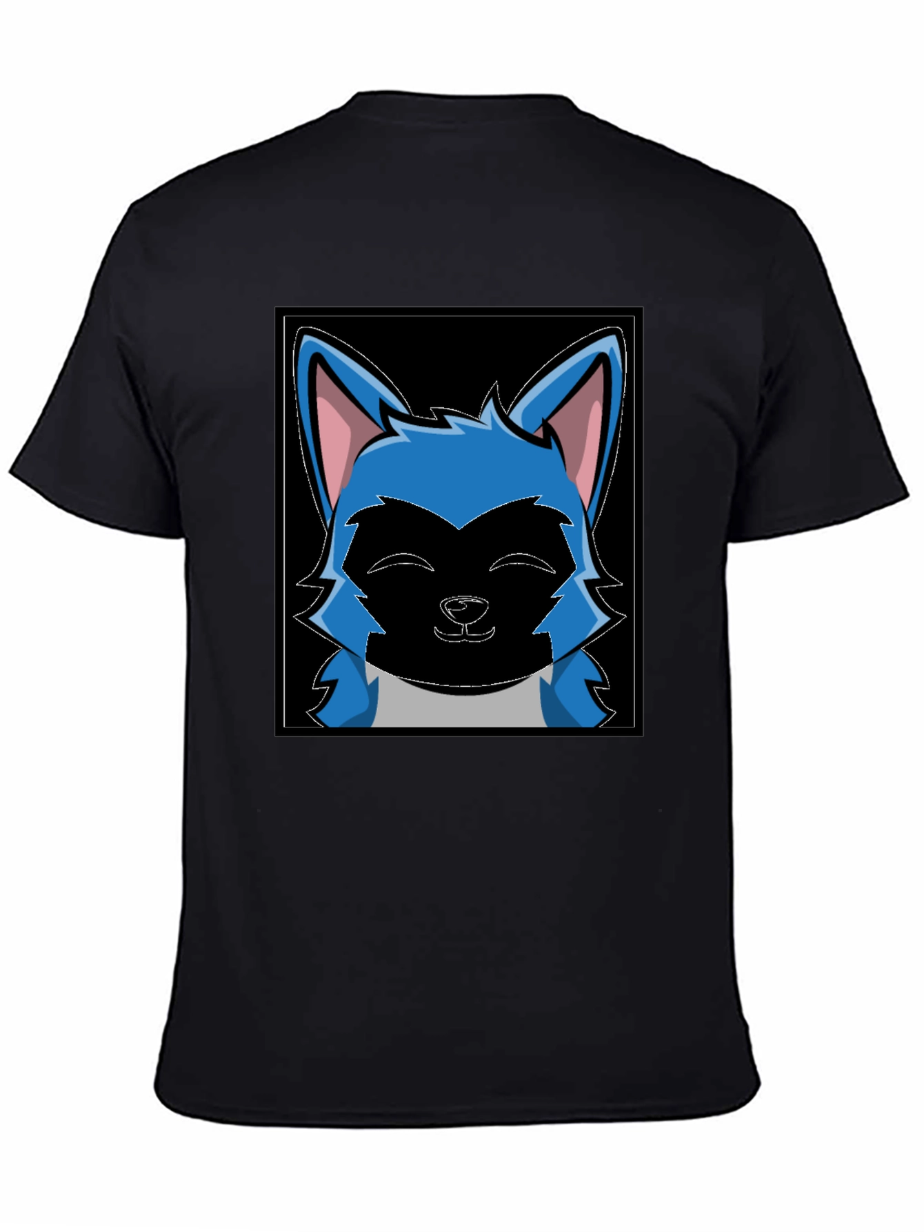 Cartoon Wolf Graphic Black T-Shirt