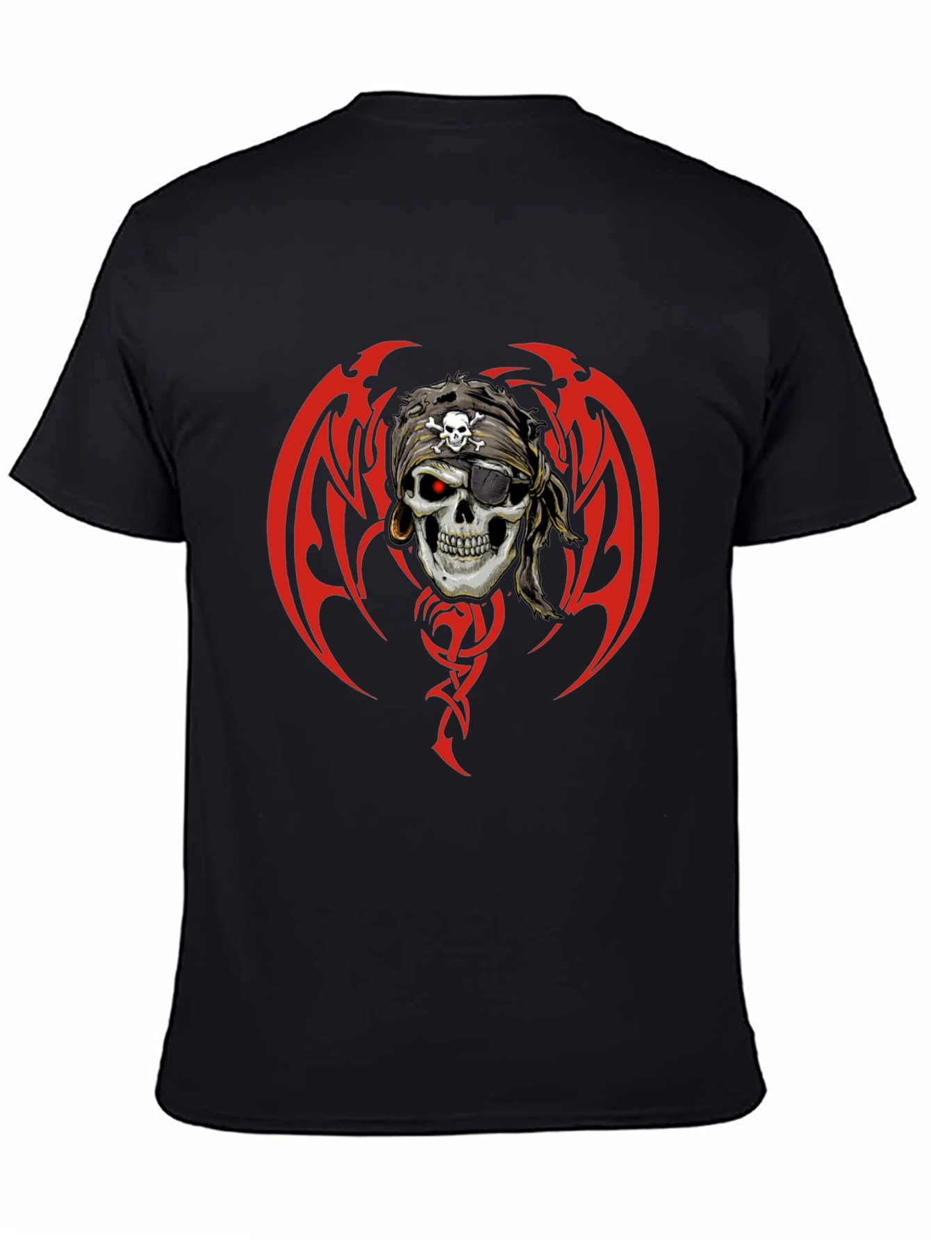 Pirate Skull Graphic Print T-Shirt - Black