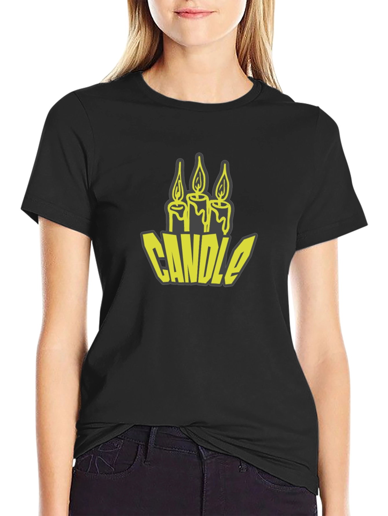 Candle Graphic Tee - Black Cotton T-Shirt