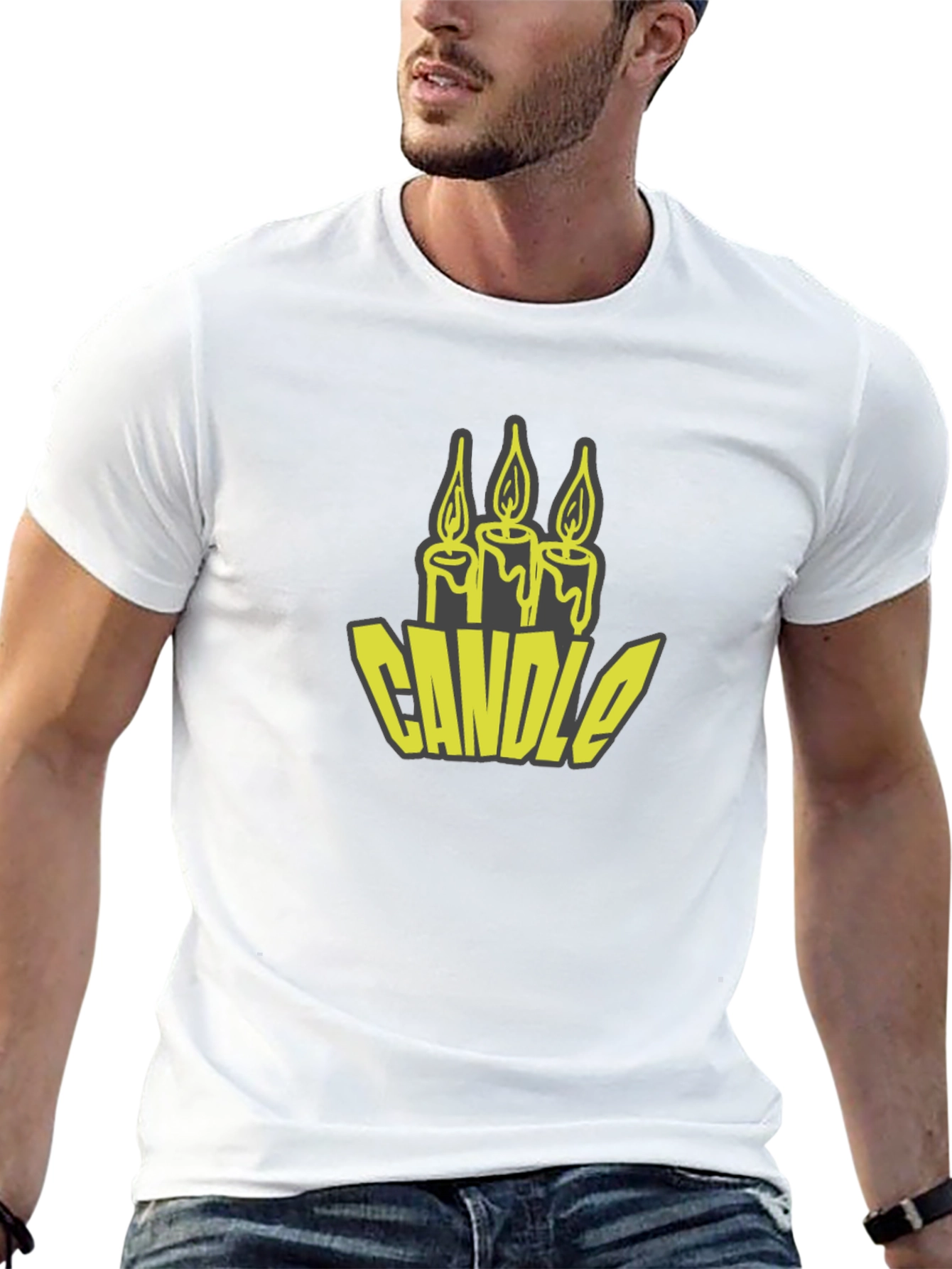 Candle Graphic Tee - Black Cotton T-Shirt