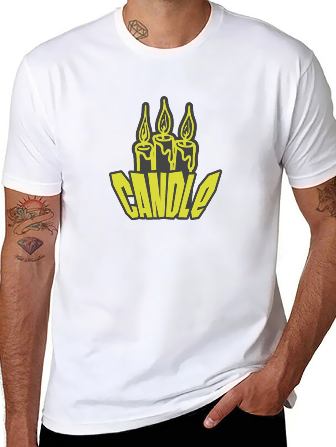 Candle Graphic Tee - Black Cotton T-Shirt