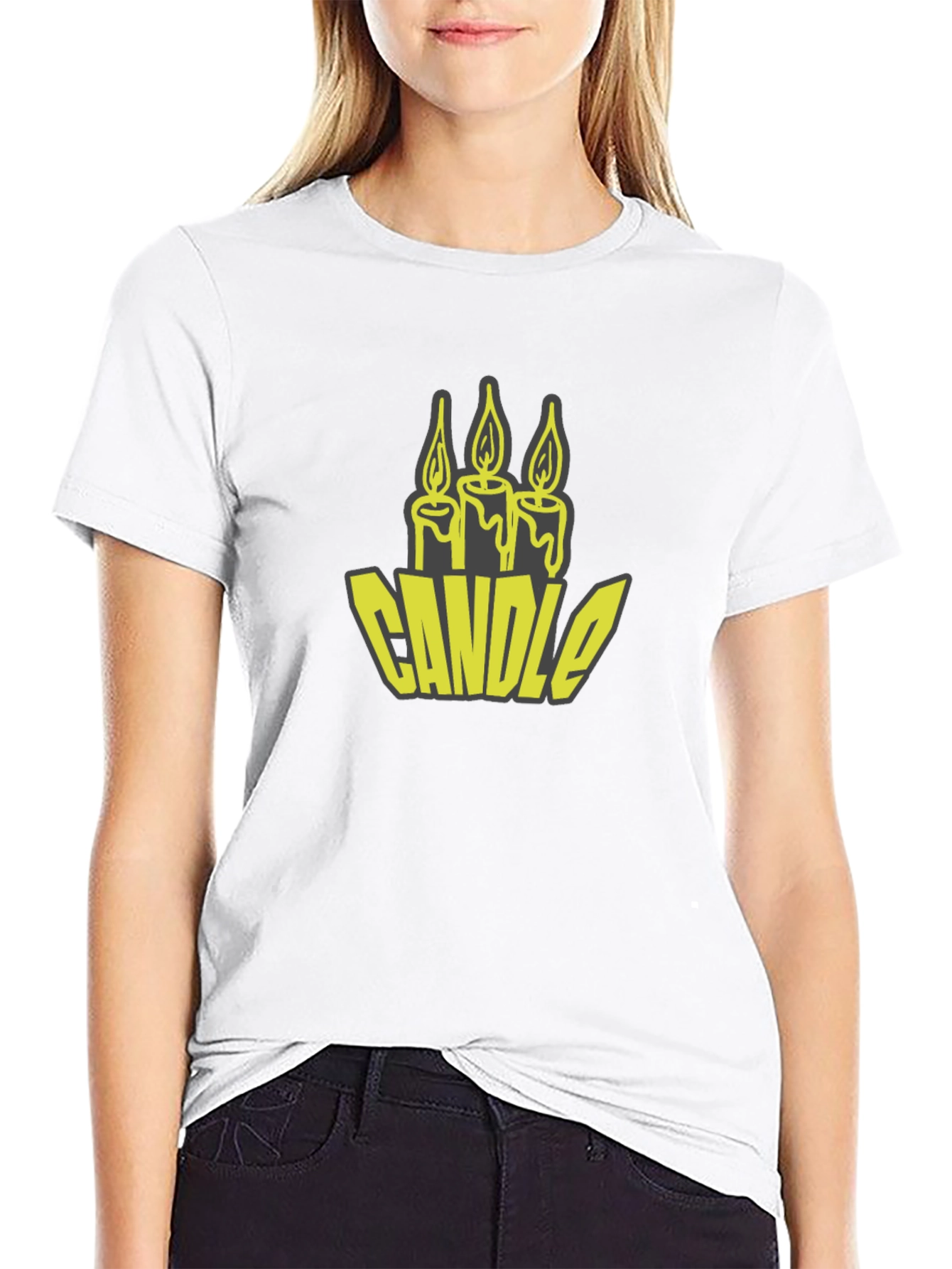 Candle Graphic Tee - Black Cotton T-Shirt