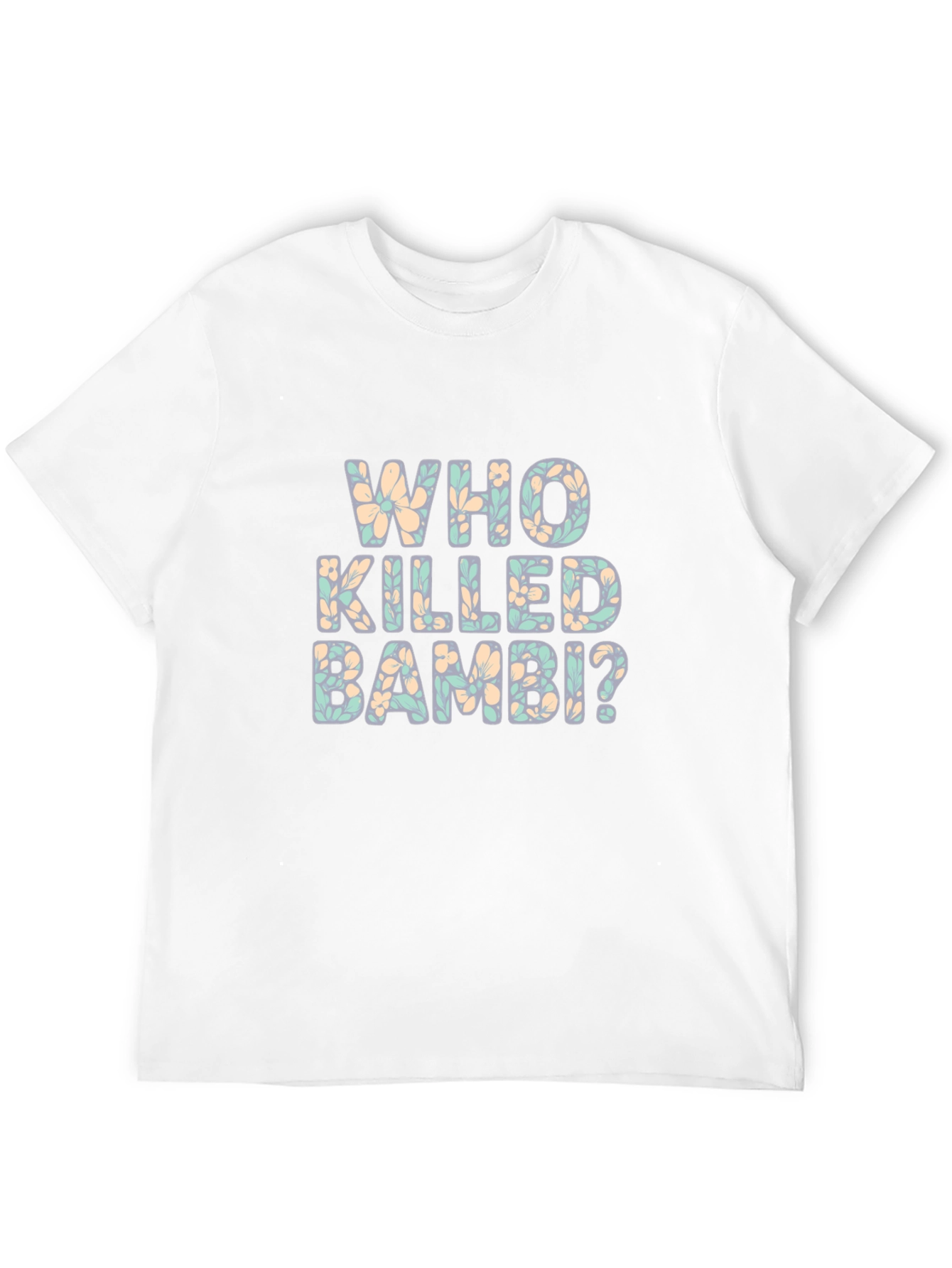 Who Killed Bambi? Floral Graphic Print Black T-Shirt