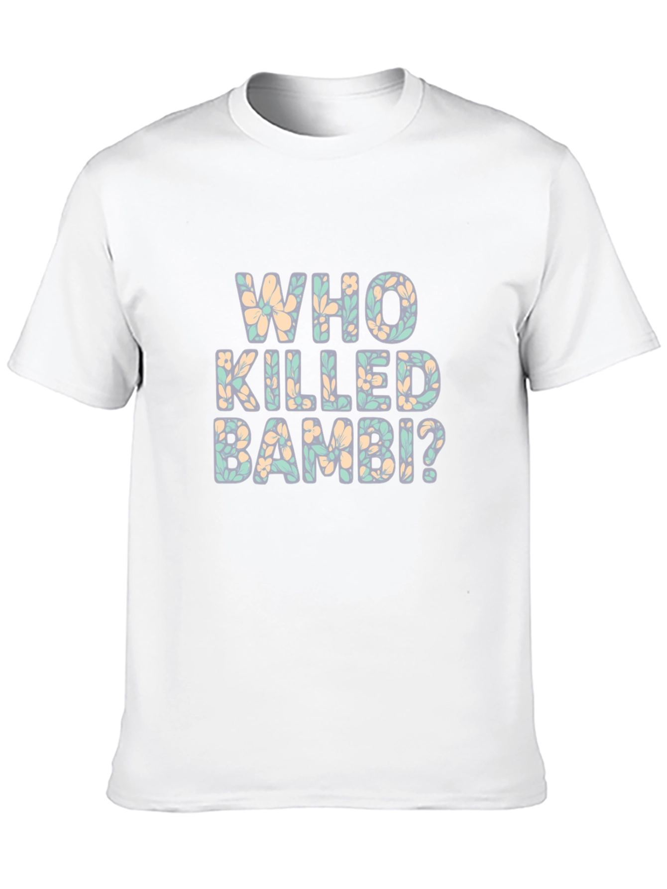 Who Killed Bambi? Floral Graphic Print Black T-Shirt