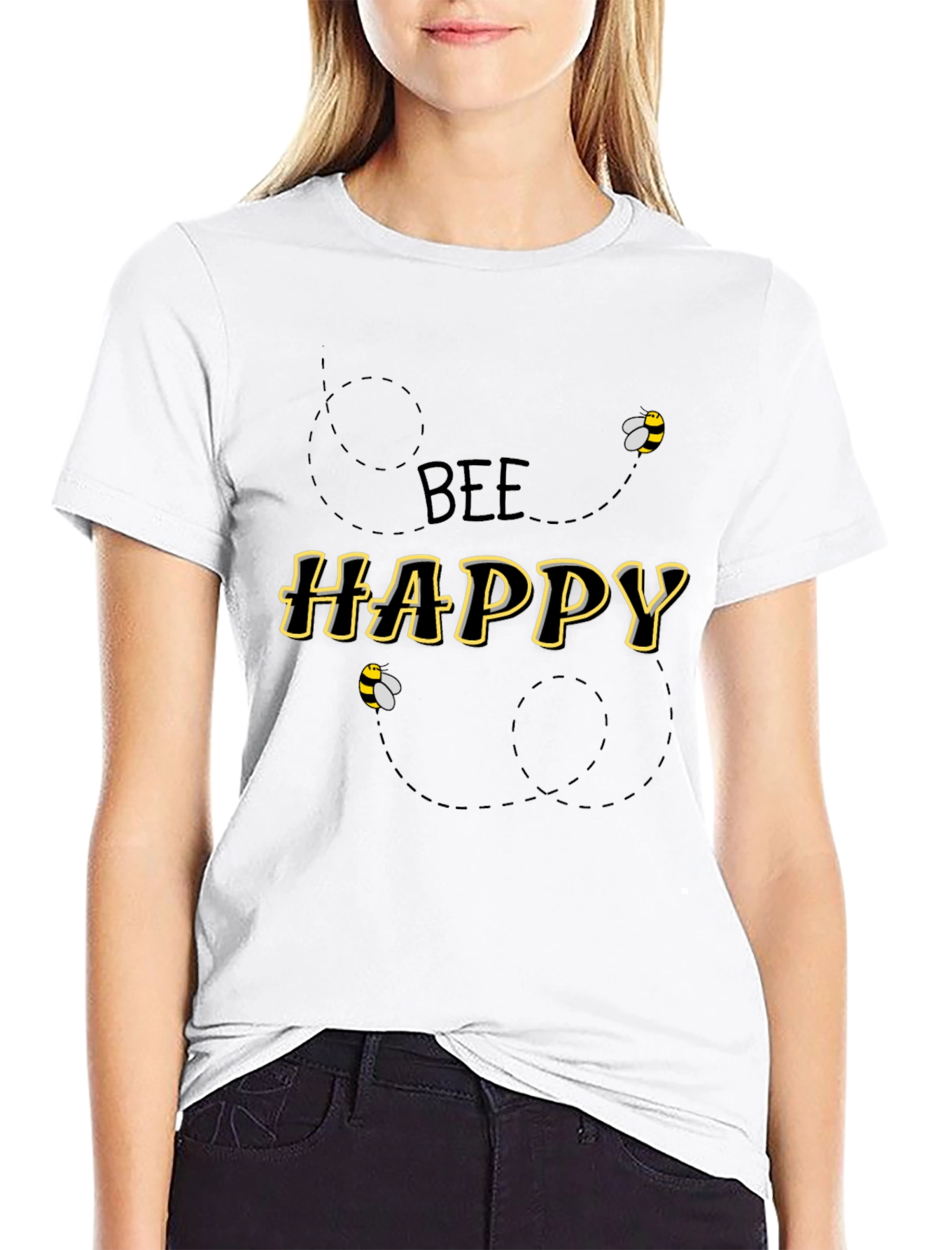 Bee Happy Black Graphic Tee
