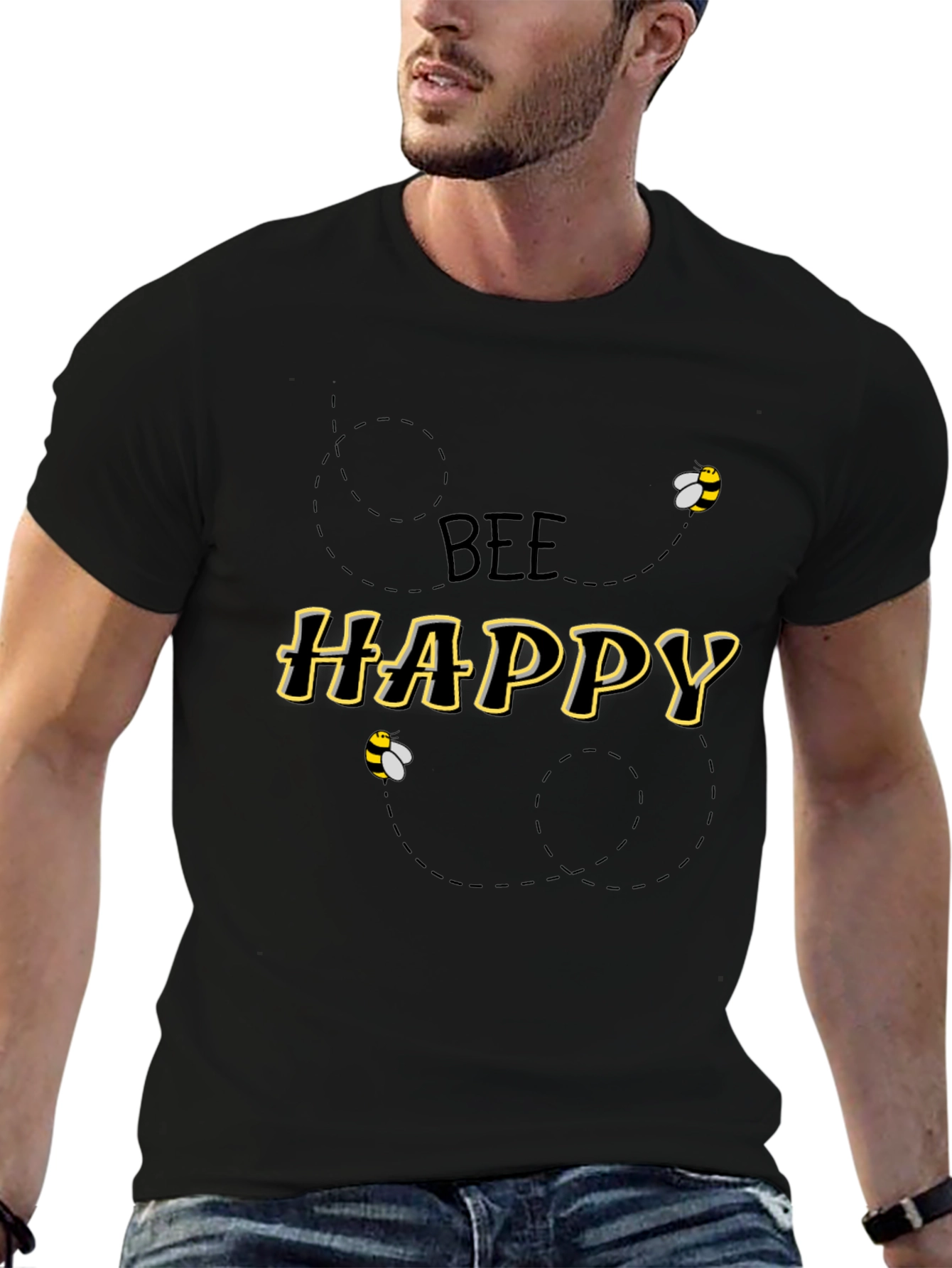 Bee Happy Black Graphic Tee