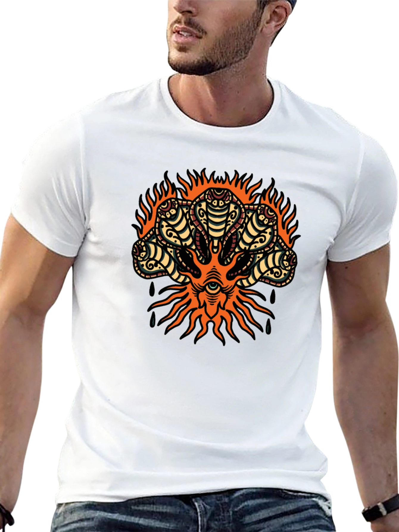 Mens Cobra Head Graphic Print T-Shirt
