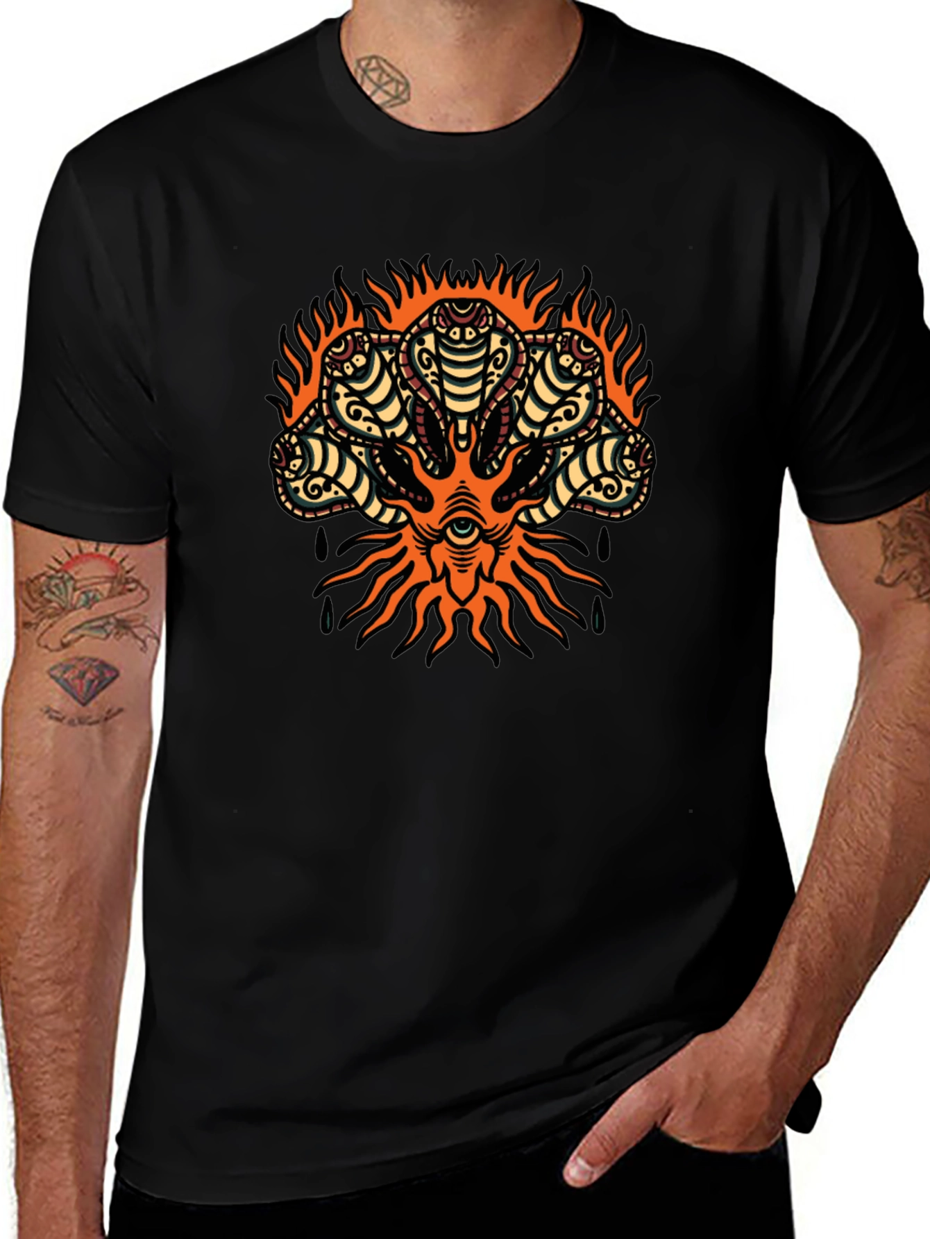 Mens Cobra Head Graphic Print T-Shirt