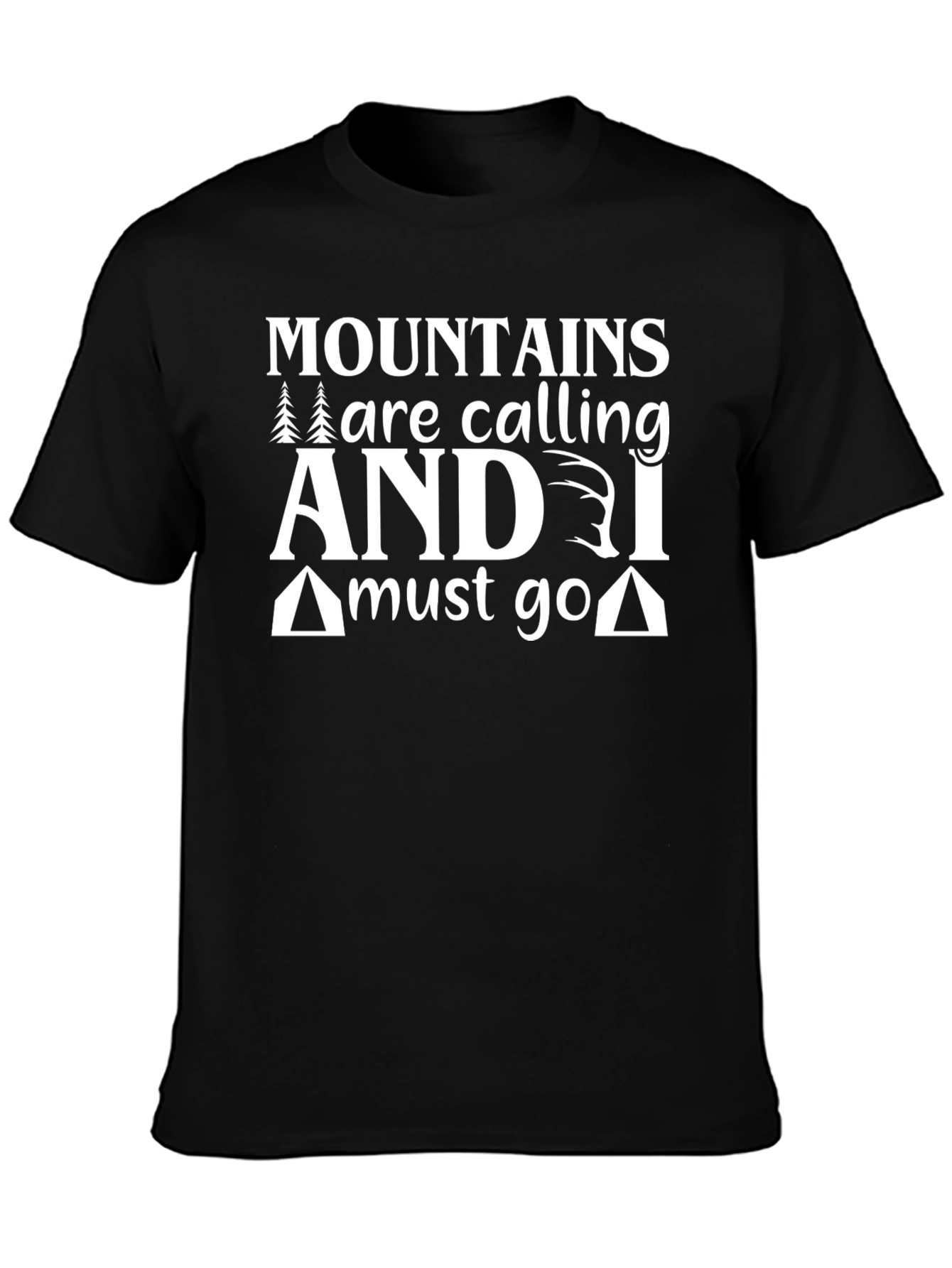 Mountains Calling Black Graphic T-Shirt
